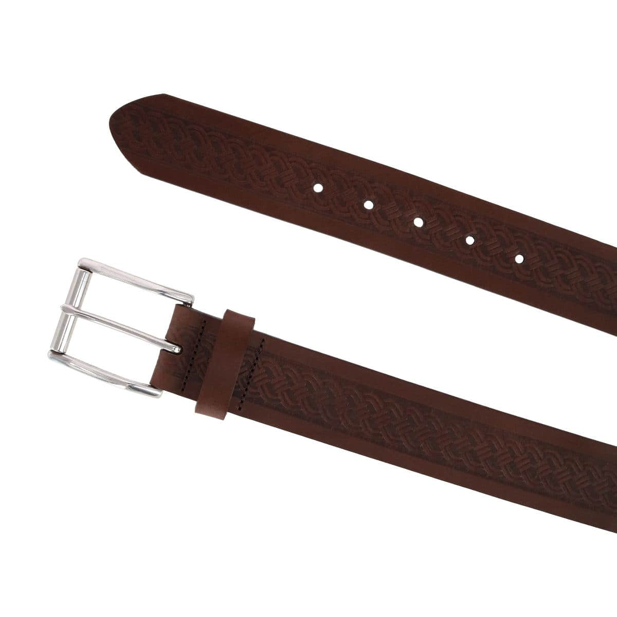 Grady 40mm Celtic Scroll Embossed Leather Jean Belt - Image 4