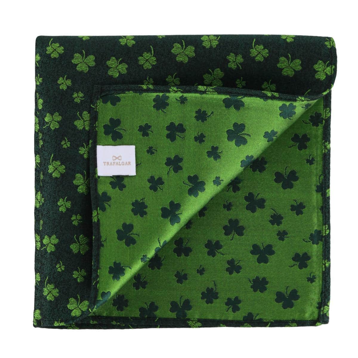 Green Shamrock Novelty Silk 12x12 Pocket Square - Image 4