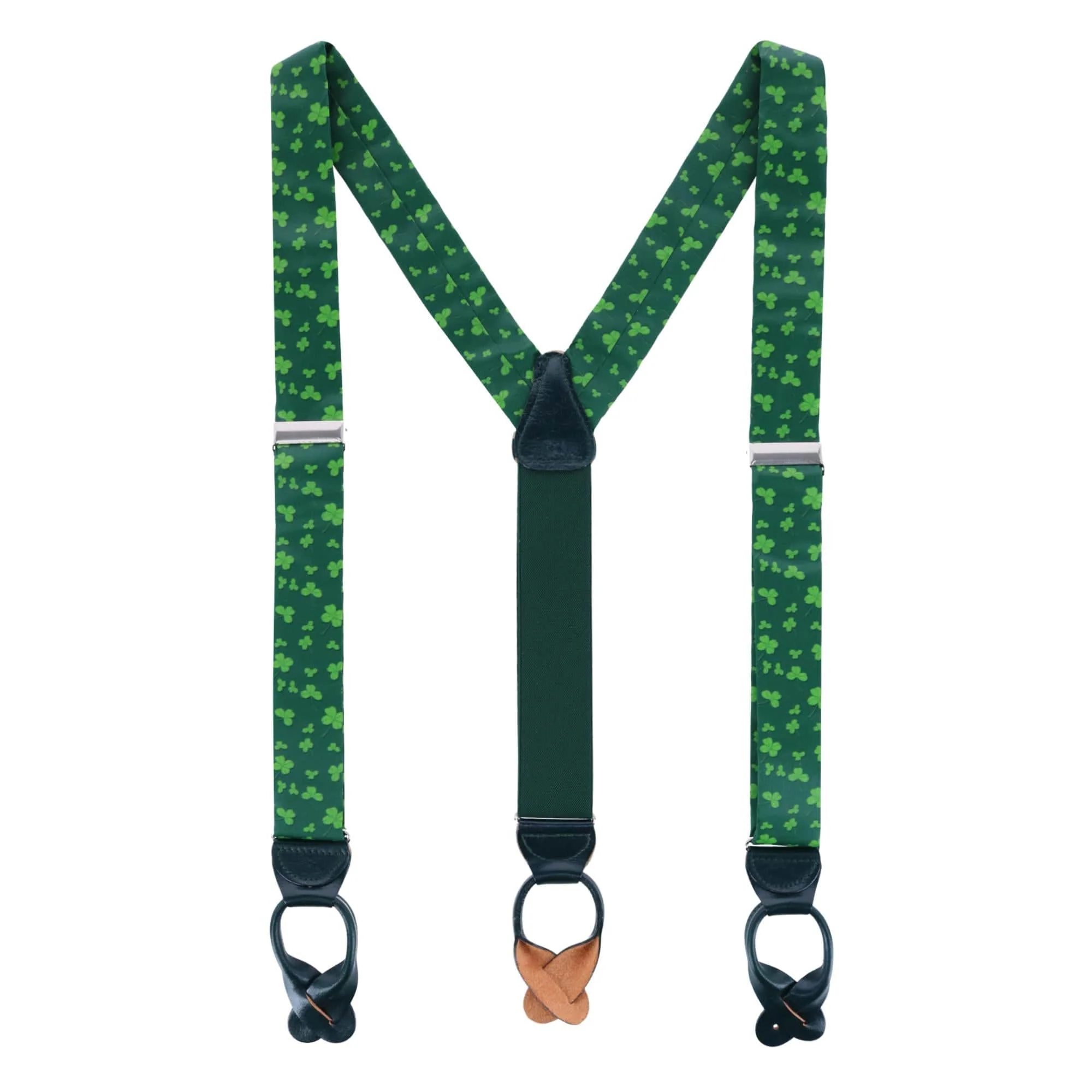 Green Shamrock Silk Button End Brace - Image 3