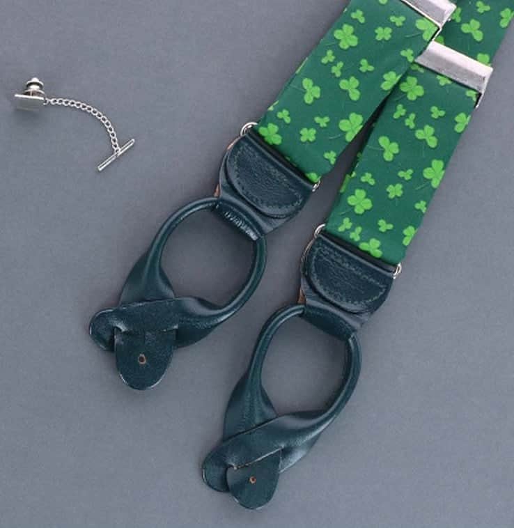 Green Shamrock Silk Button End Brace - Image 6