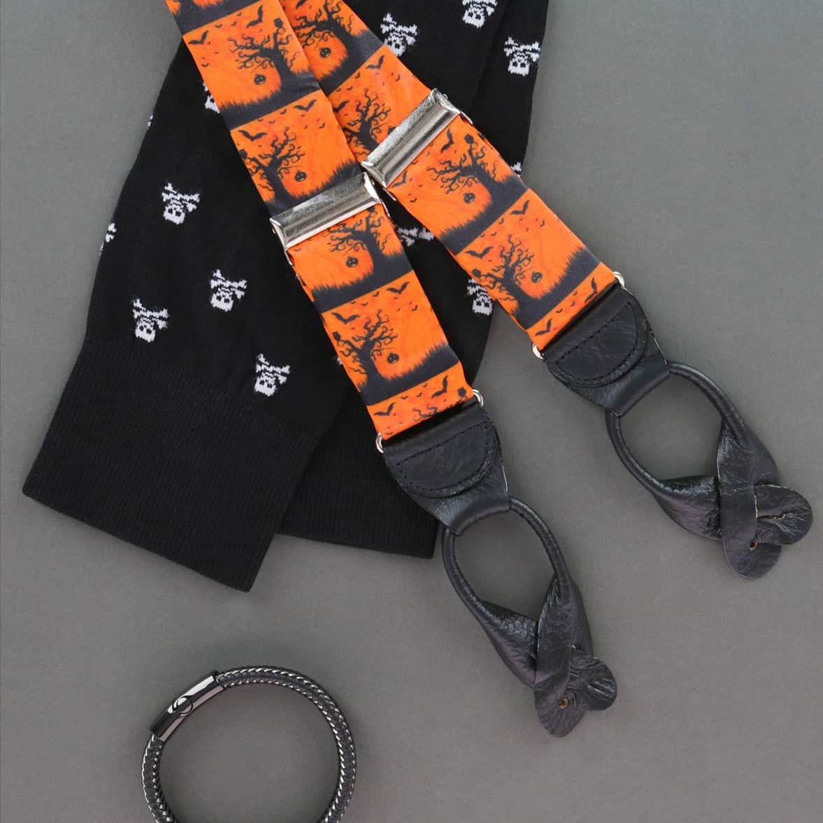 Halloween Spooky Scene Silk Button End Braces - Image 5