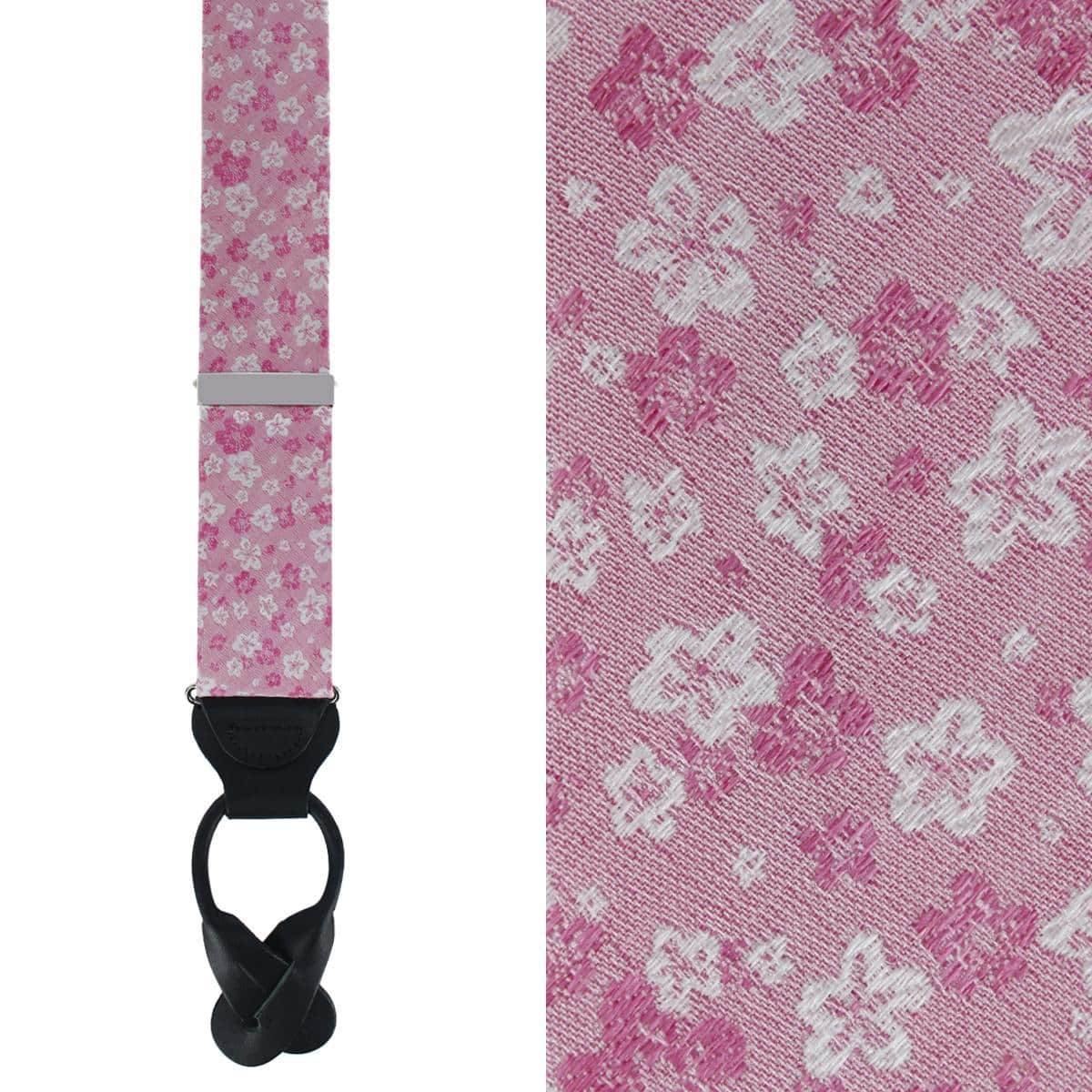 Hanami Cherry Blossom Burst Linen Blend Novelty Button End Braces - Image 2