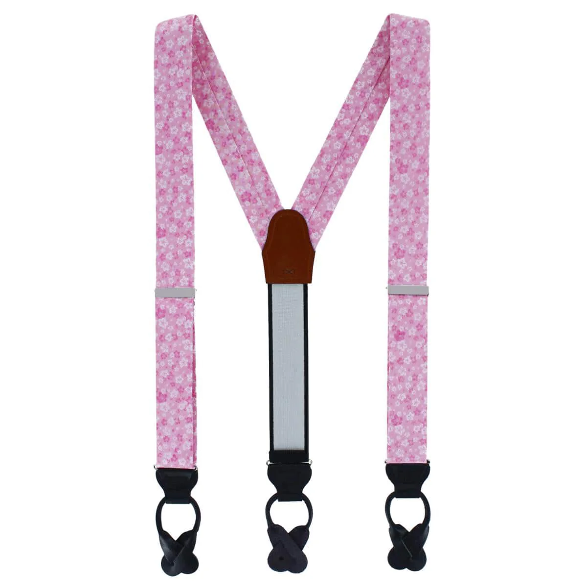 Hanami Cherry Blossom Burst Linen Blend Novelty Button End Braces - Image 3