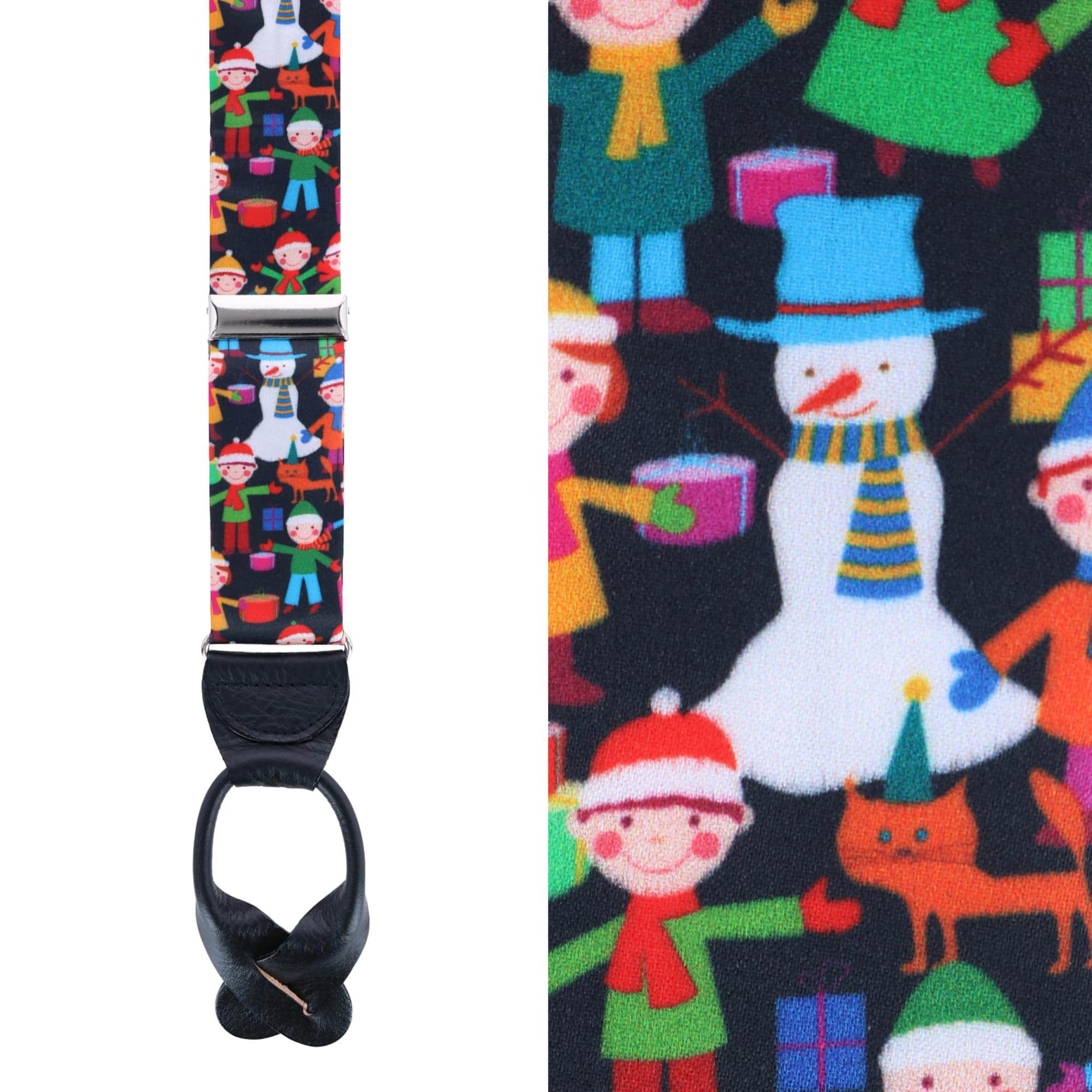 Happy Holidays Children's Gift Exchange Silk Button End Braces - Image 2
