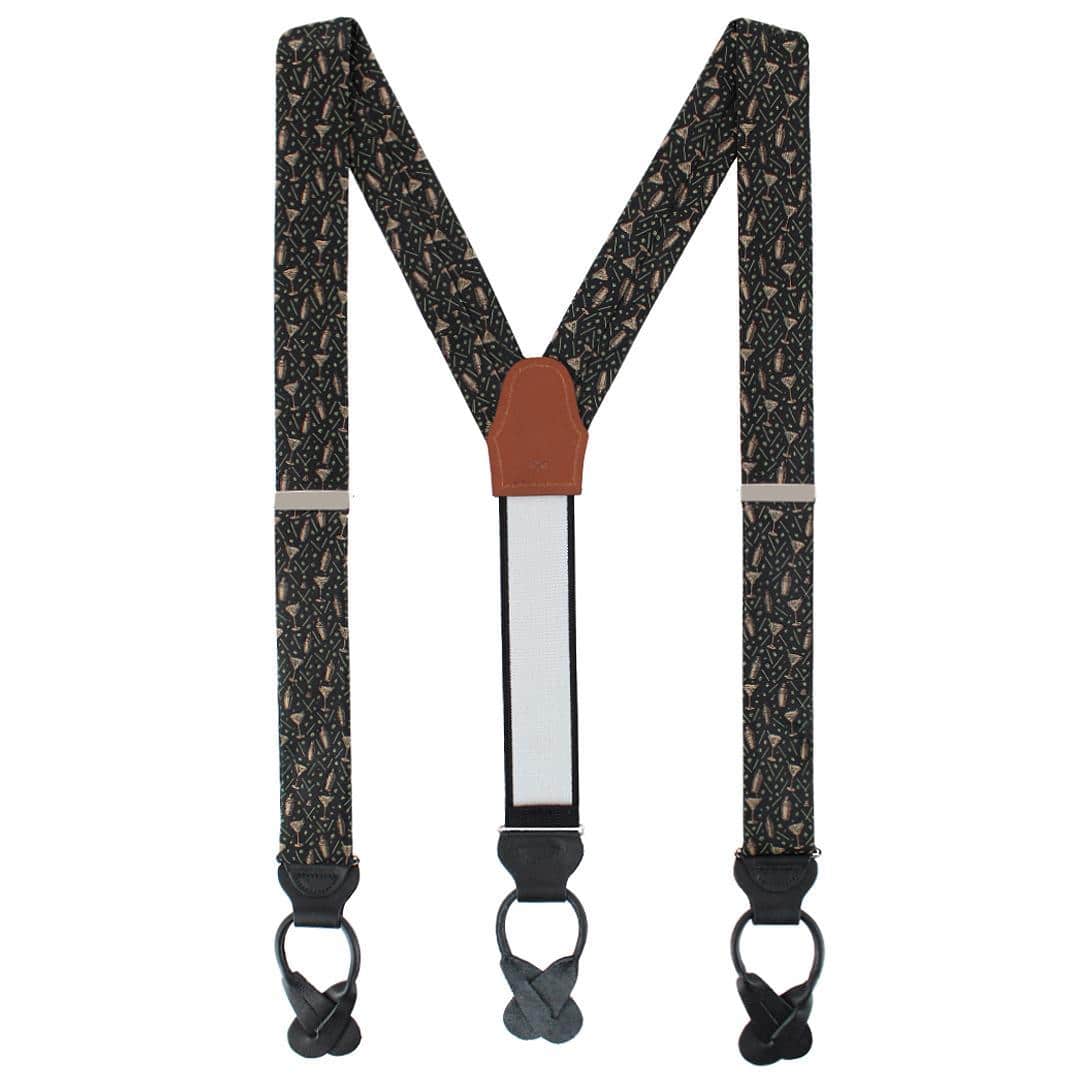 Happy Hour Martini Fun Novelty Silk Button End Braces - Image 3