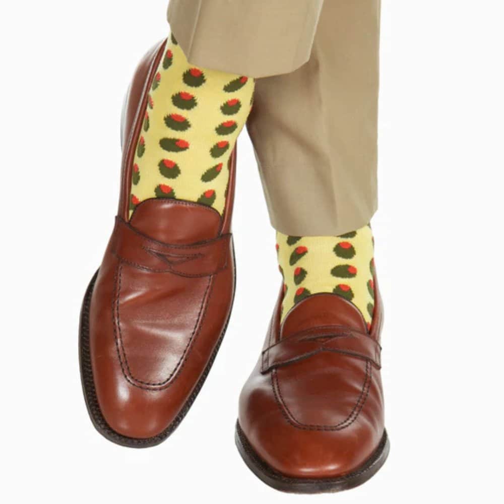 Happy Hour Martini Olives Over The Calf Mercerized Cotton Novelty Socks (1 Pair) - Image 3