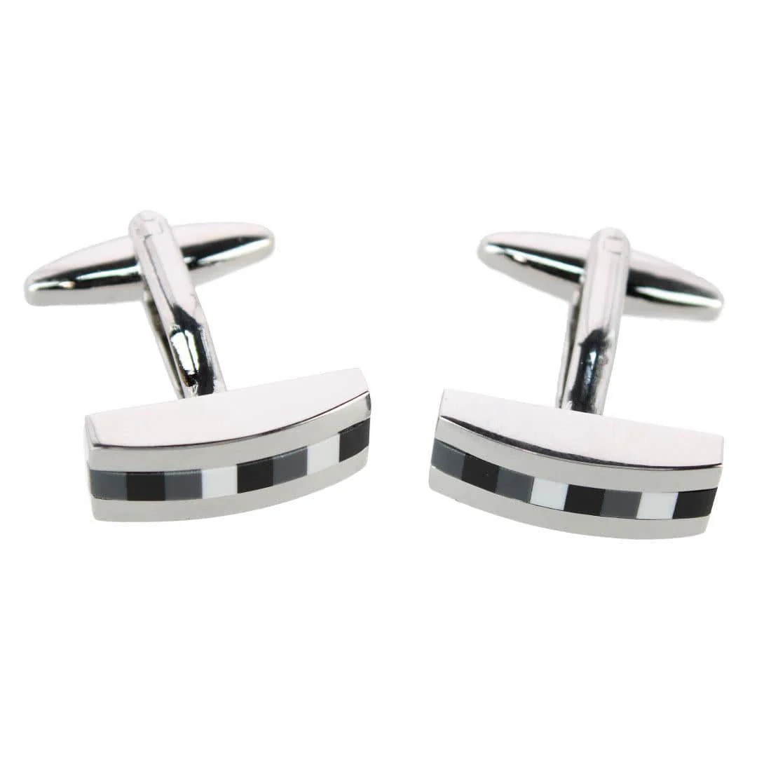 Harris Silver with Black & Grey Gradient Stone Cufflinks