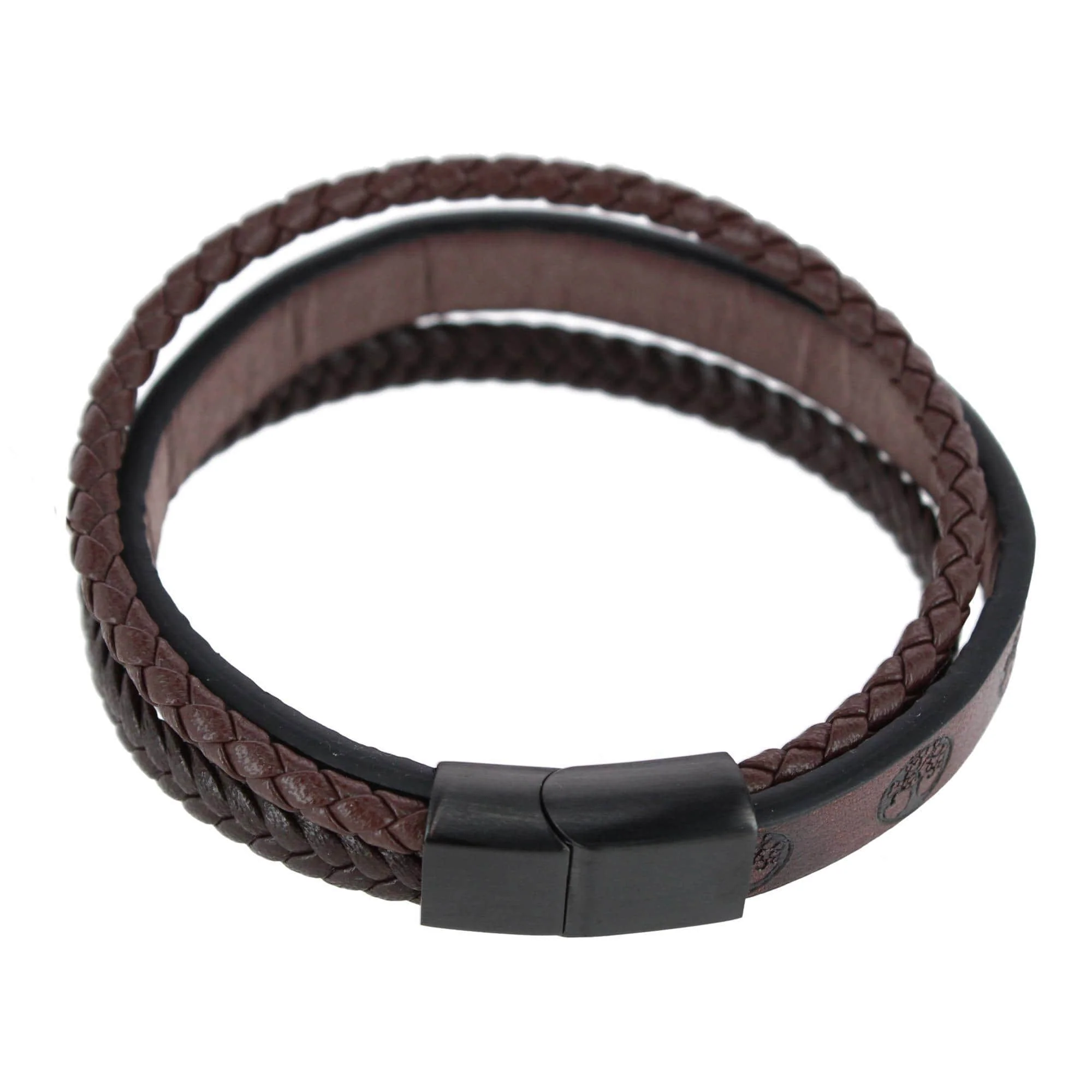 Heritage Oak Tree Leather Tri-Stranded Leather Bracelet - Image 3