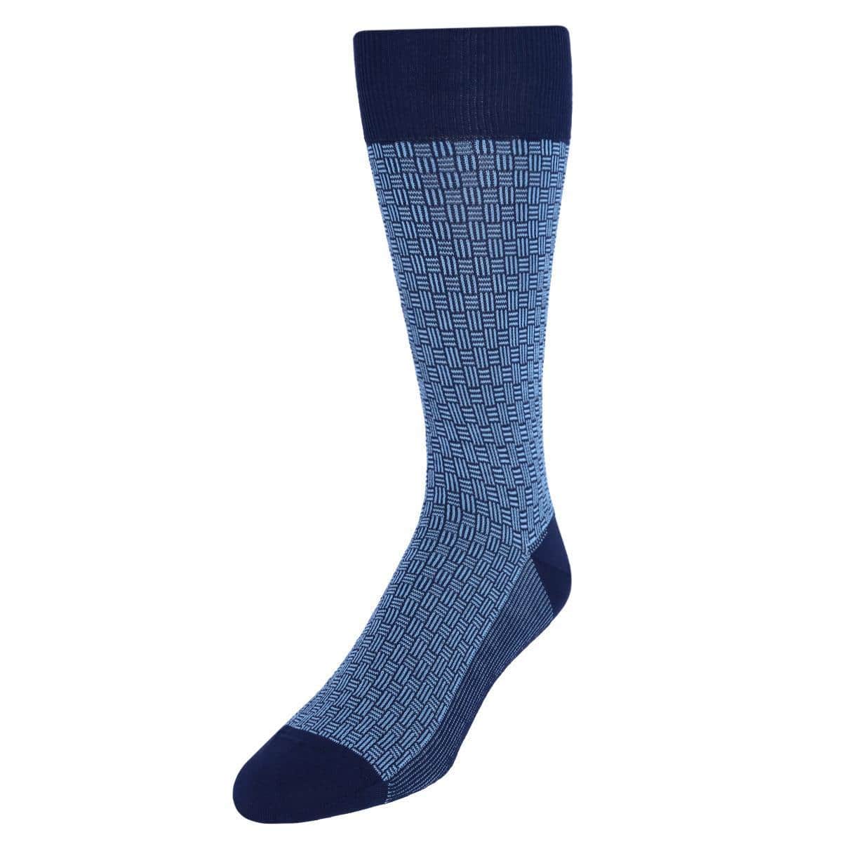 Horatio Cross Hatch Design Mid-Calf Mercerized Cotton Socks - Image 2