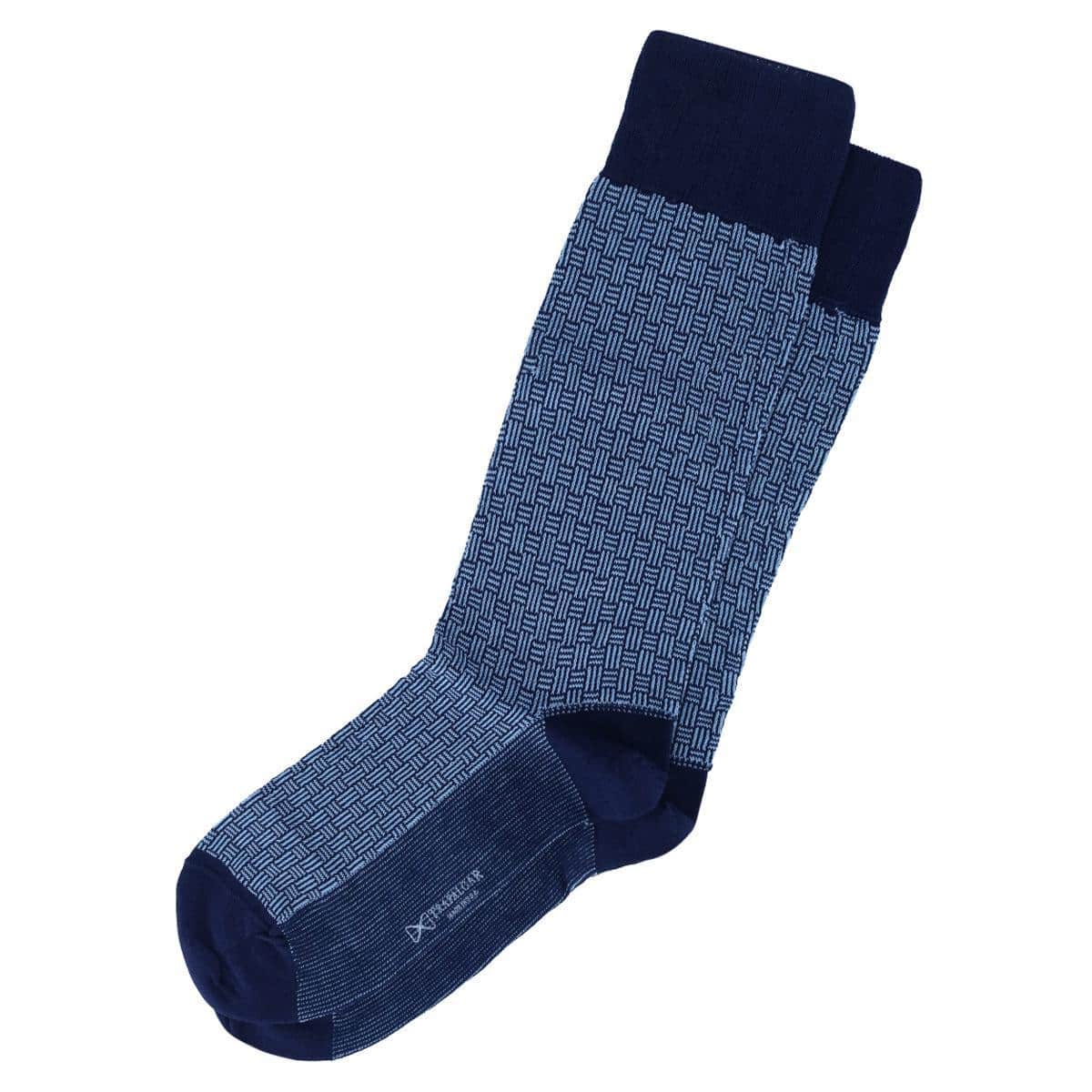 Horatio Cross Hatch Design Mid-Calf Mercerized Cotton Socks - Image 4