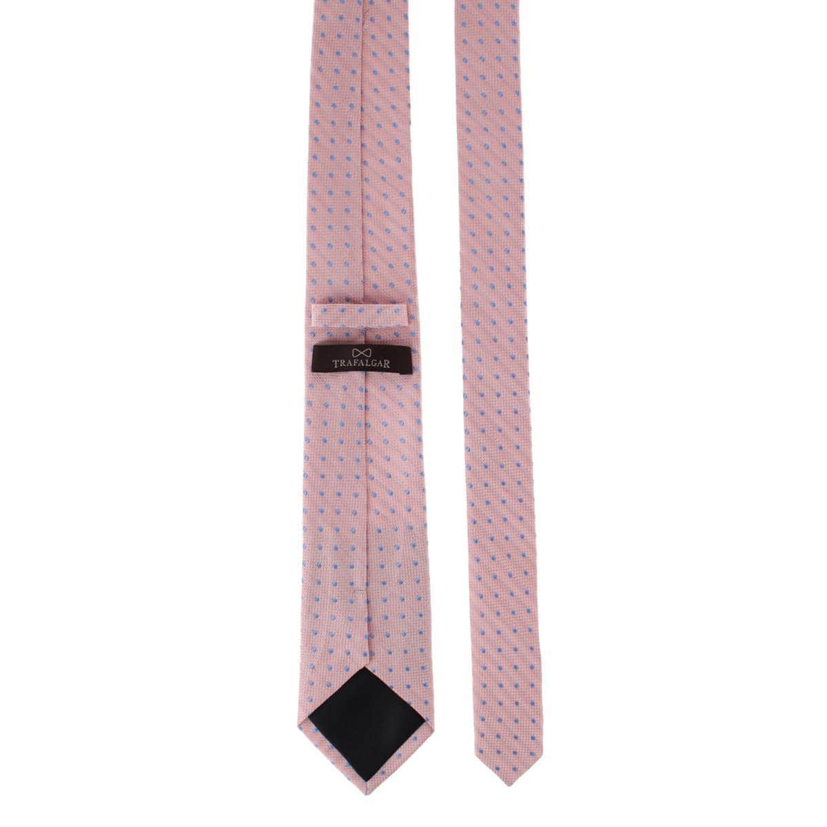 Ignacio Linen Blend Polka Dot Vertical Slant Lined Business Necktie - Image 10