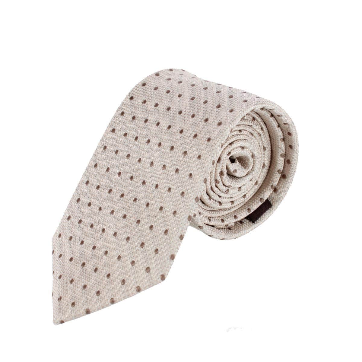 Ignacio Linen Blend Polka Dot Vertical Slant Lined Business Necktie - Image 2