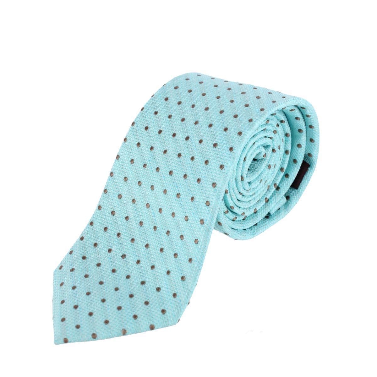 Ignacio Linen Blend Polka Dot Vertical Slant Lined Business Necktie - Image 3