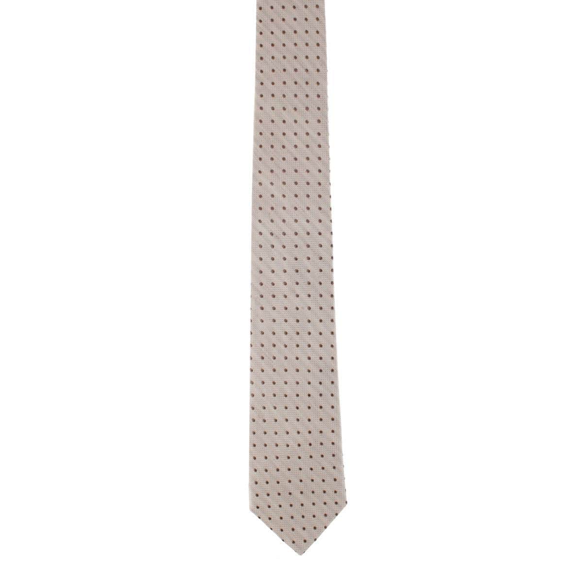 Ignacio Linen Blend Polka Dot Vertical Slant Lined Business Necktie - Image 5