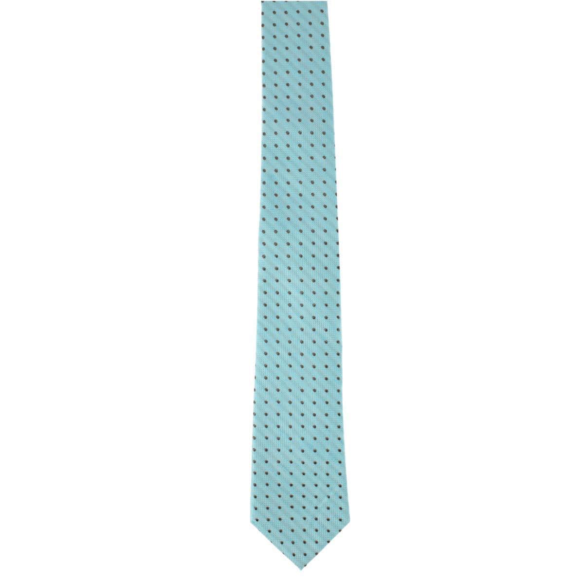 Ignacio Linen Blend Polka Dot Vertical Slant Lined Business Necktie - Image 6