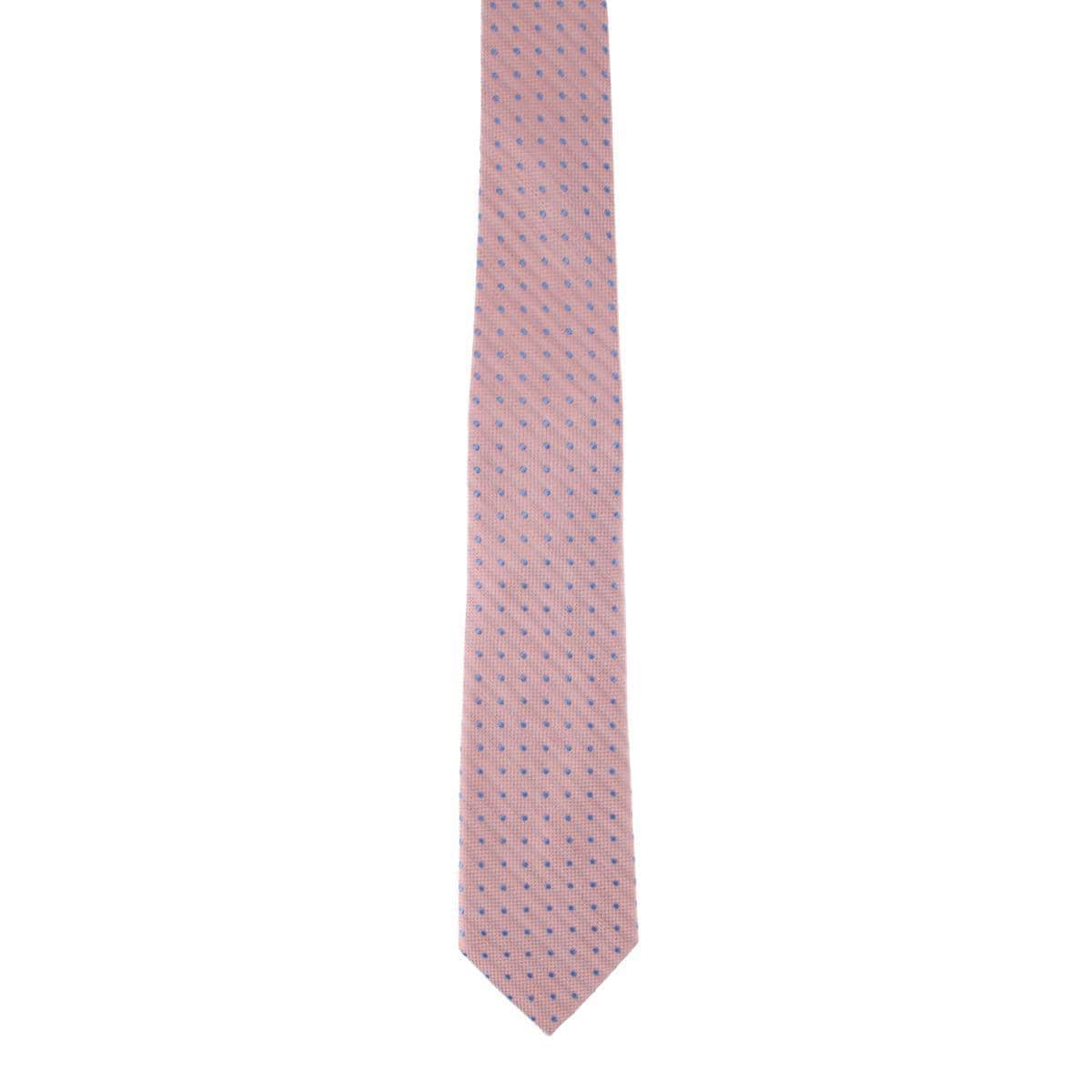 Ignacio Linen Blend Polka Dot Vertical Slant Lined Business Necktie - Image 7