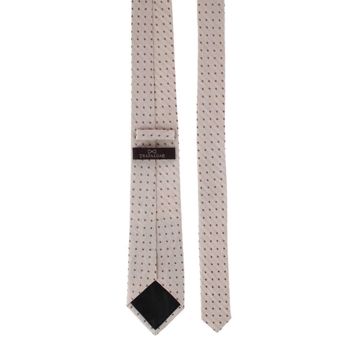 Ignacio Linen Blend Polka Dot Vertical Slant Lined Business Necktie - Image 8