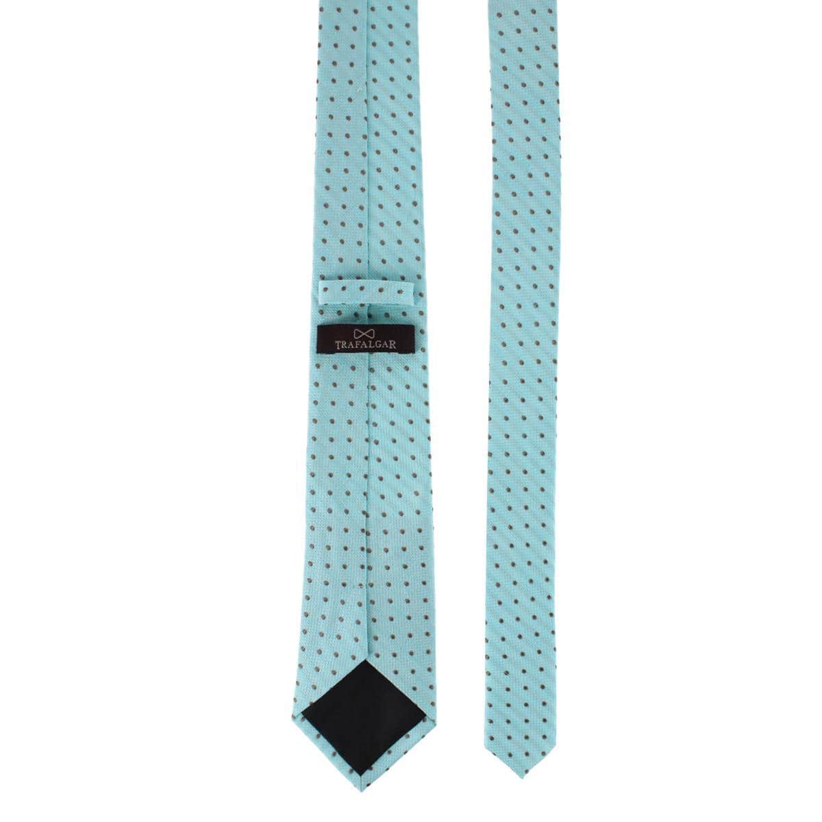 Ignacio Linen Blend Polka Dot Vertical Slant Lined Business Necktie - Image 9