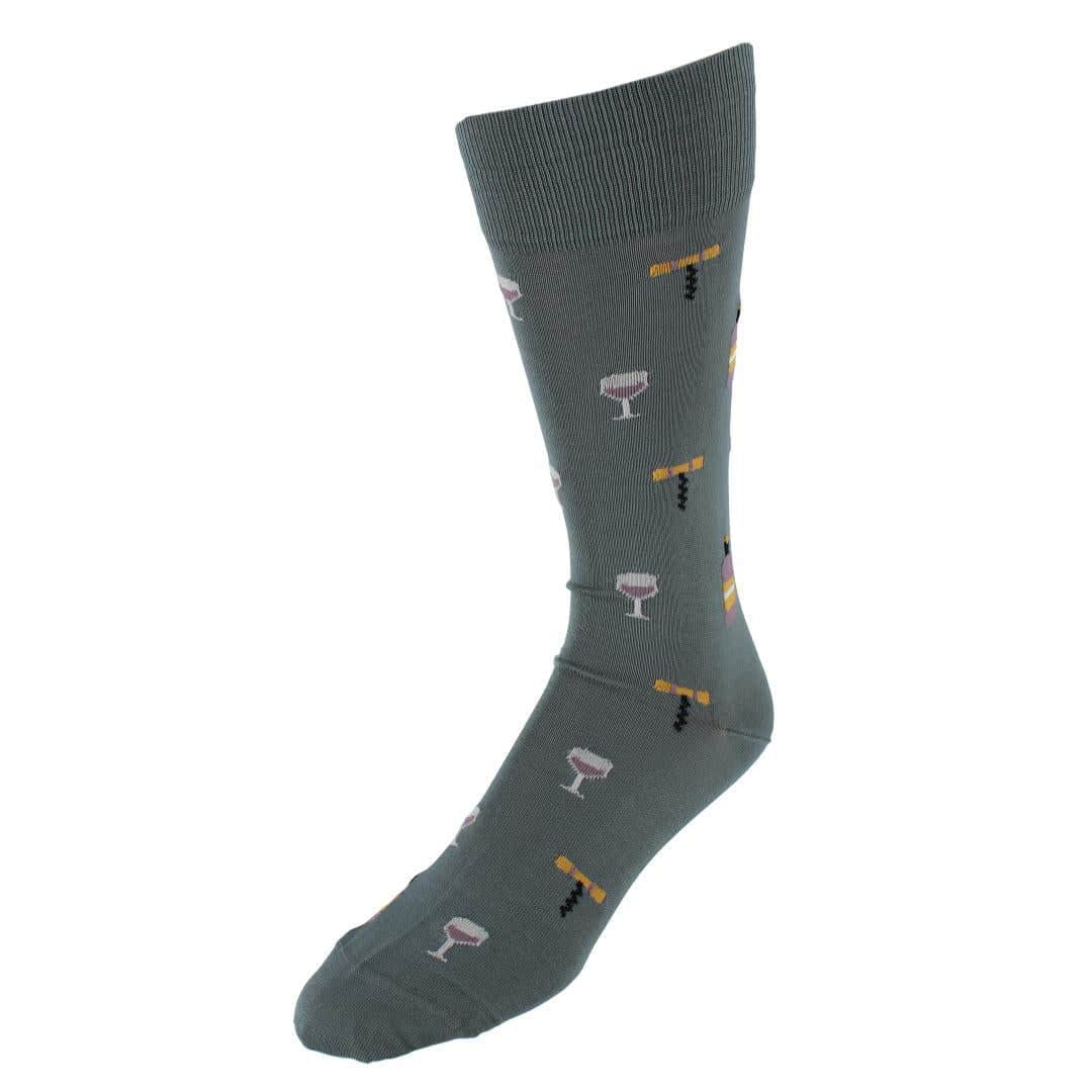 I'll Drink to That Wine Glass & Bottle Novelty Mid Calf Mercerized Cotton Sock (1 Pair) - Image 2