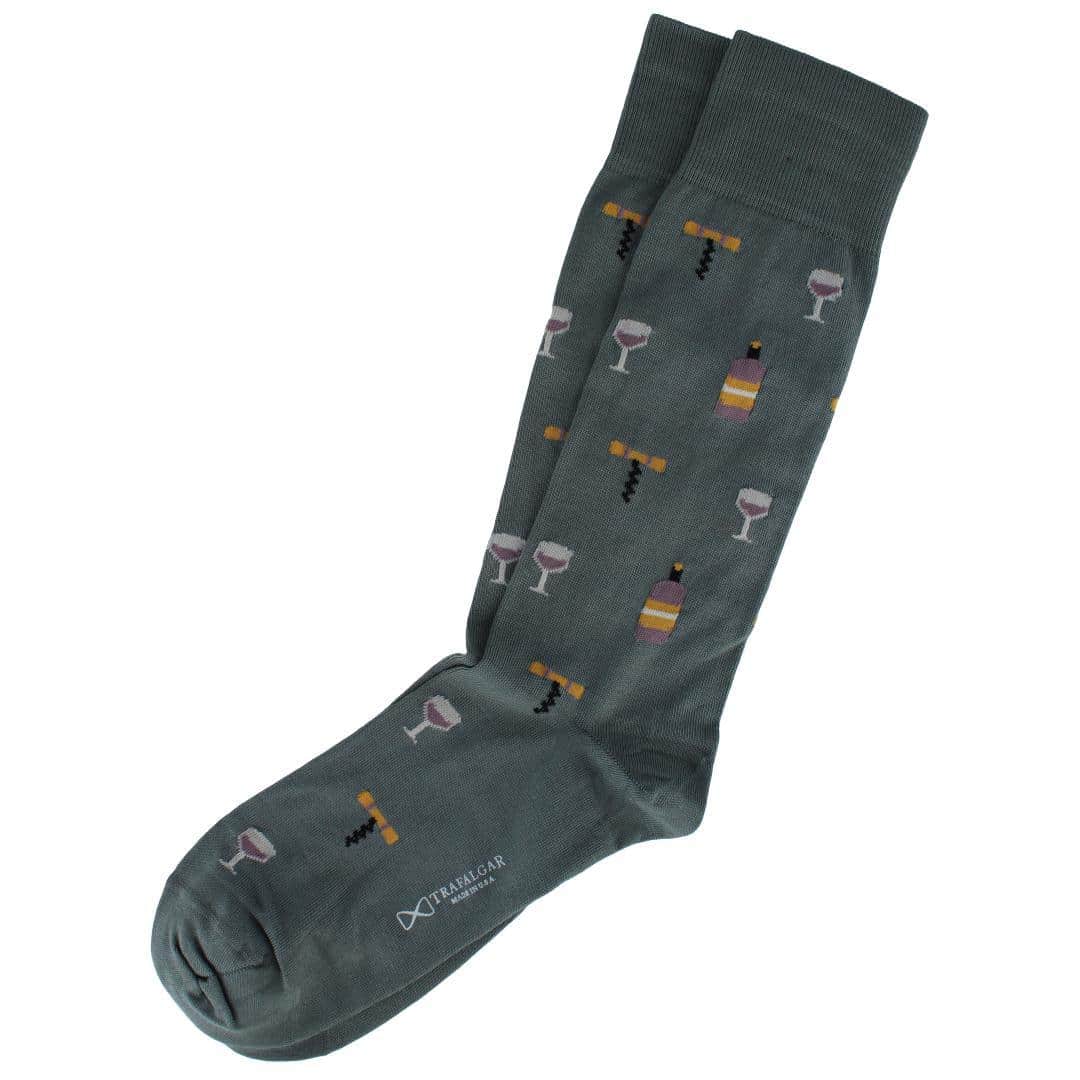 I'll Drink to That Wine Glass & Bottle Novelty Mid Calf Mercerized Cotton Sock (1 Pair) - Image 4