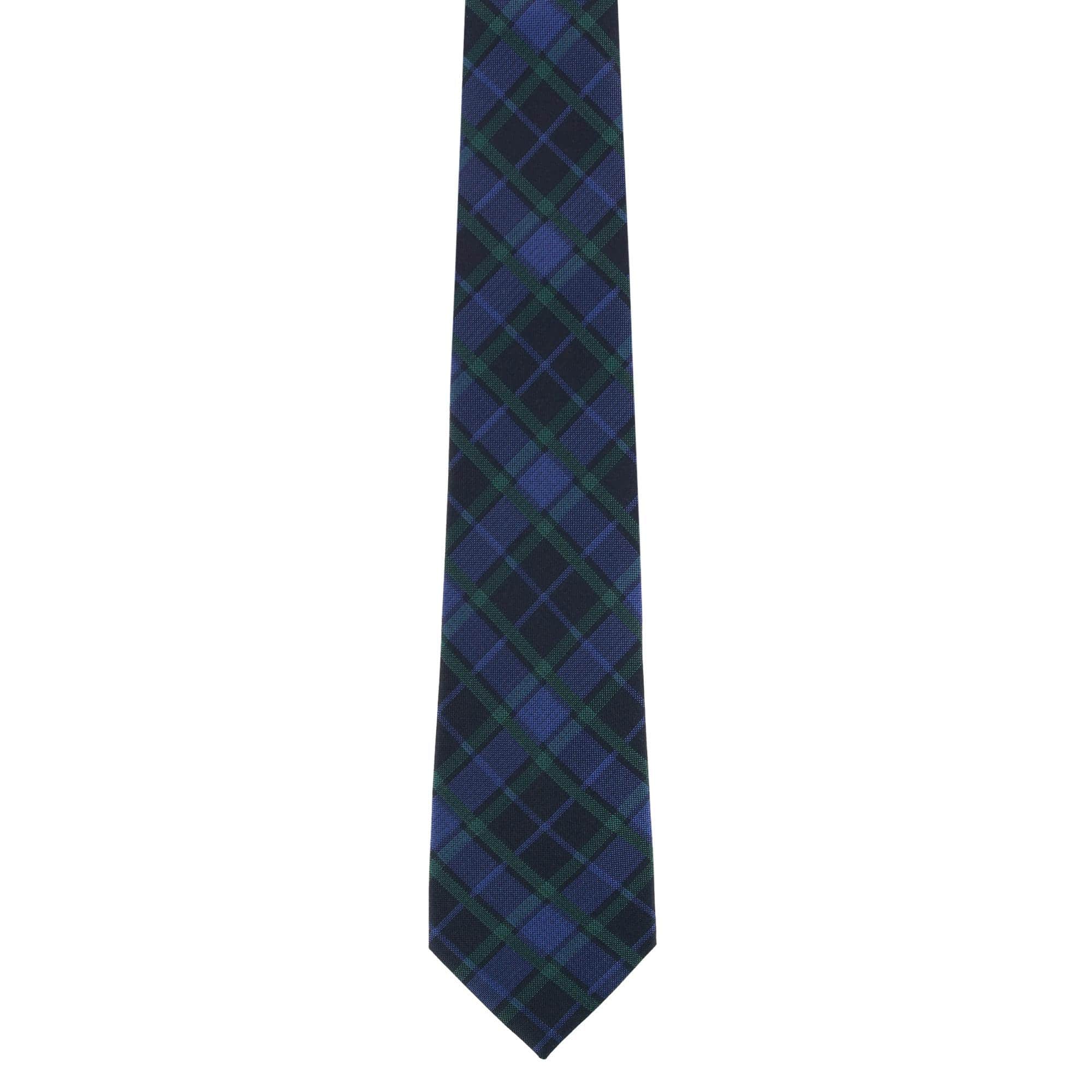 Ives Green and Navy Blackwatch Plaid Necktie and Pocket Square Bundle - Image 4