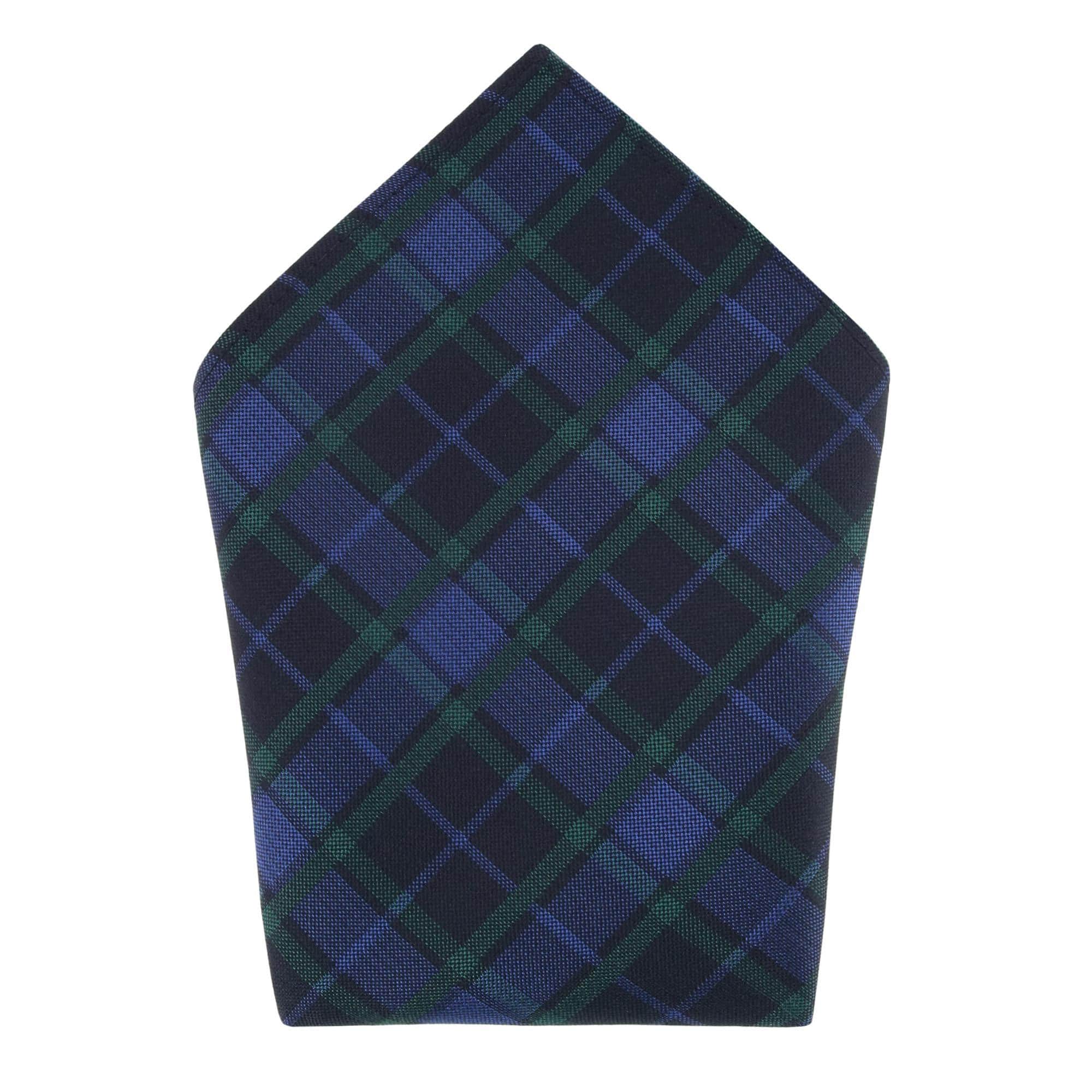 Ives Green and Navy Blackwatch Plaid Necktie and Pocket Square Bundle - Image 5