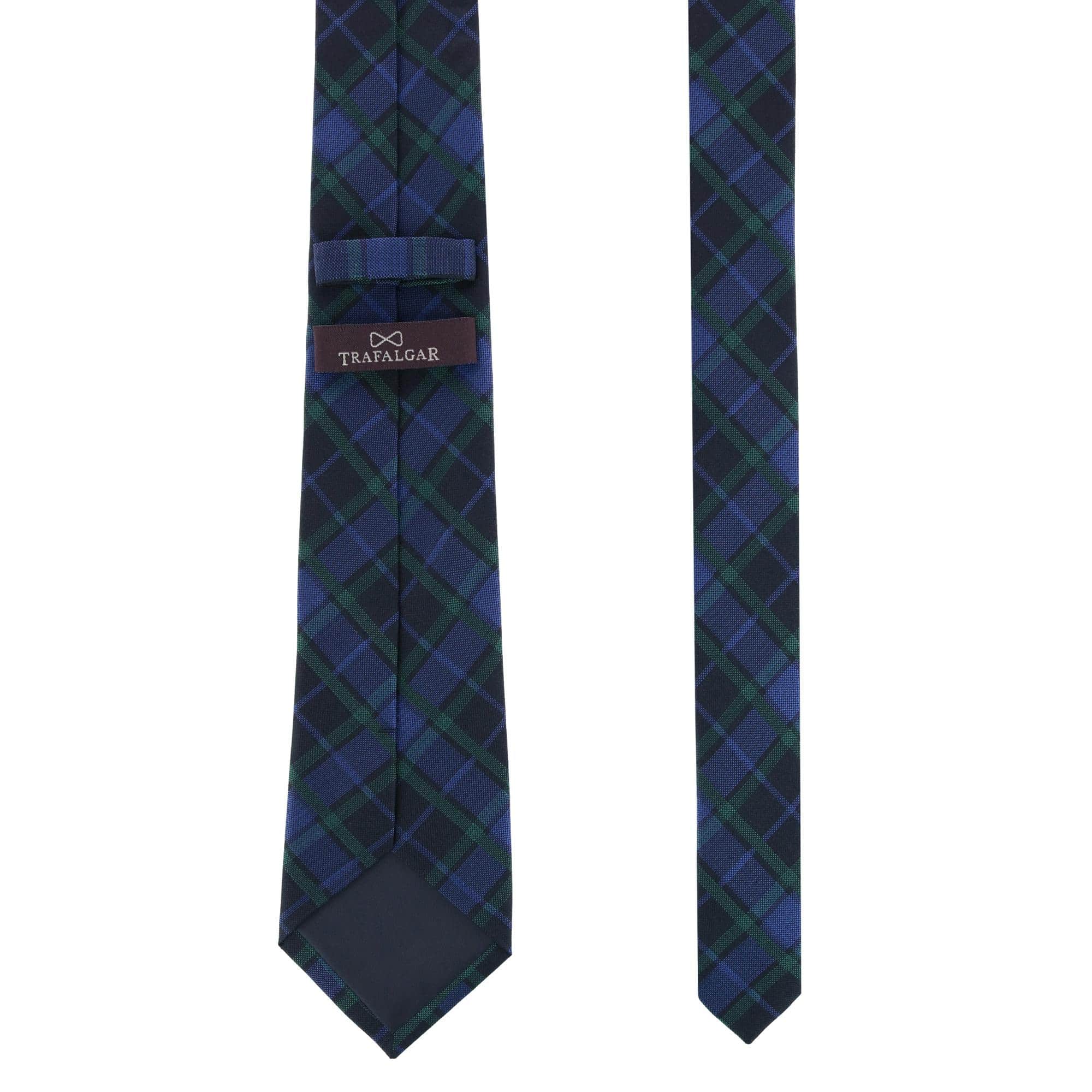 Ives Green and Navy Blackwatch Plaid Silk Necktie - Image 4