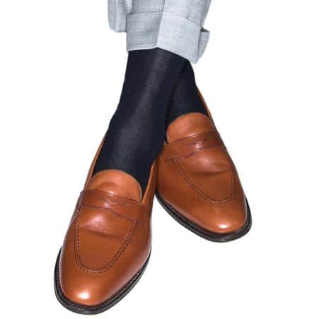 Jasper Mercerized Cotton Ribbed Mid-Calf Solid Color Socks - Image 14