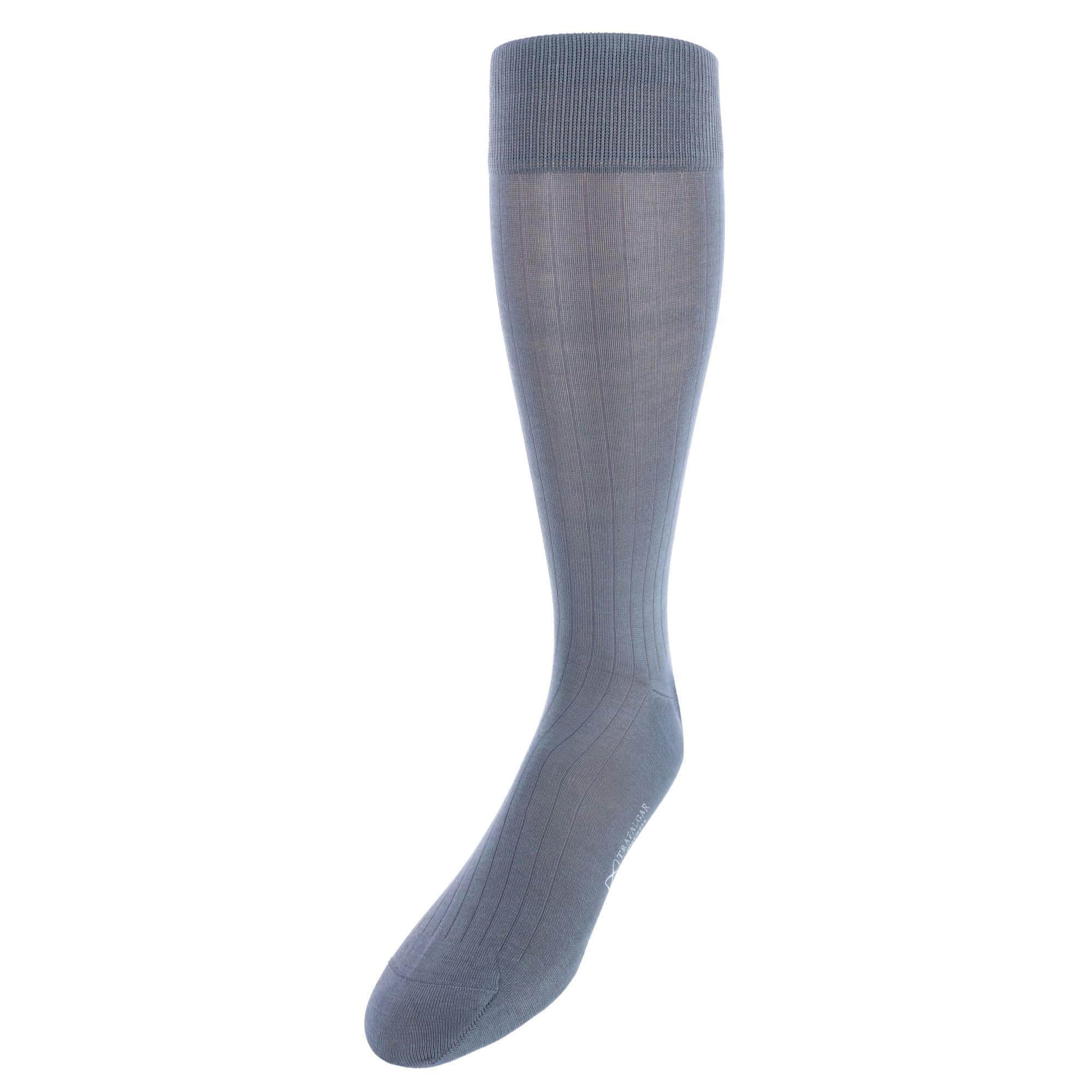 Jasper Mercerized Cotton Ribbed Mid-Calf Solid Color Socks - Image 3