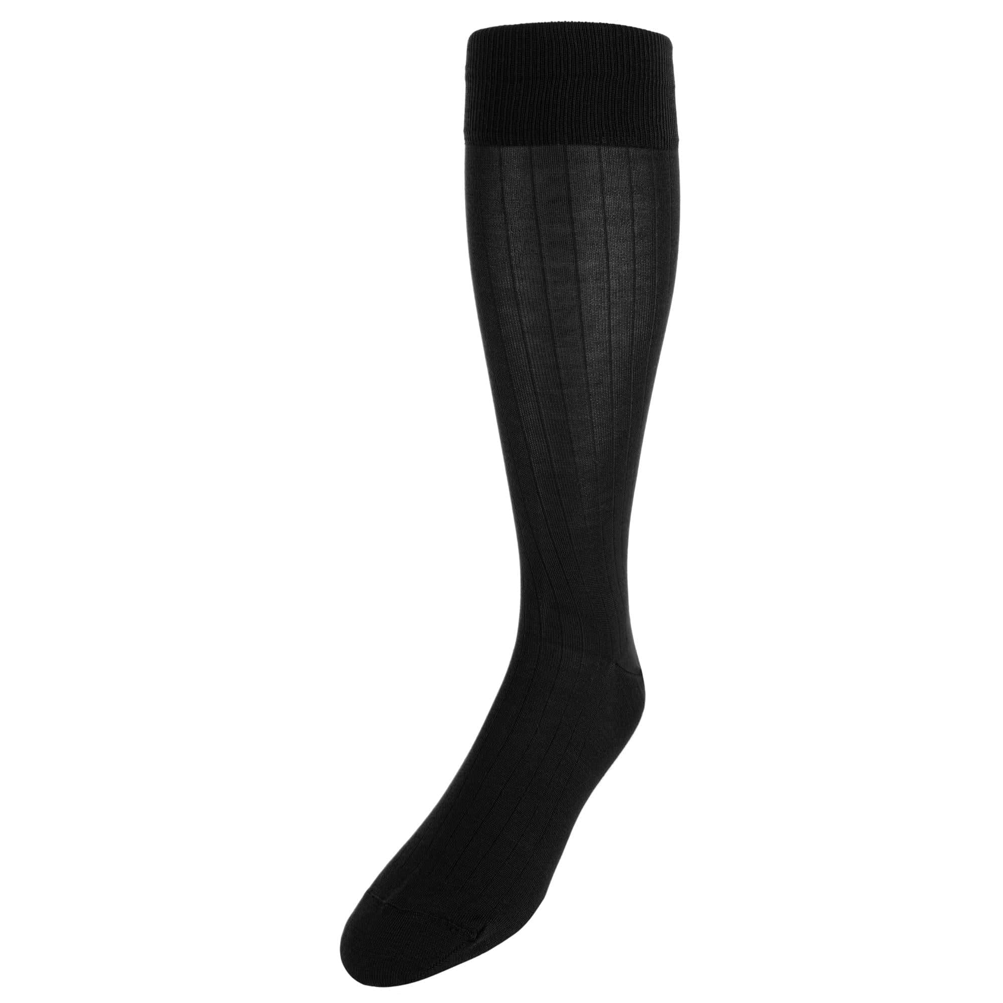 Jasper Ribbed Over The Calf Solid Color Mercerized Cotton Socks - Image 2