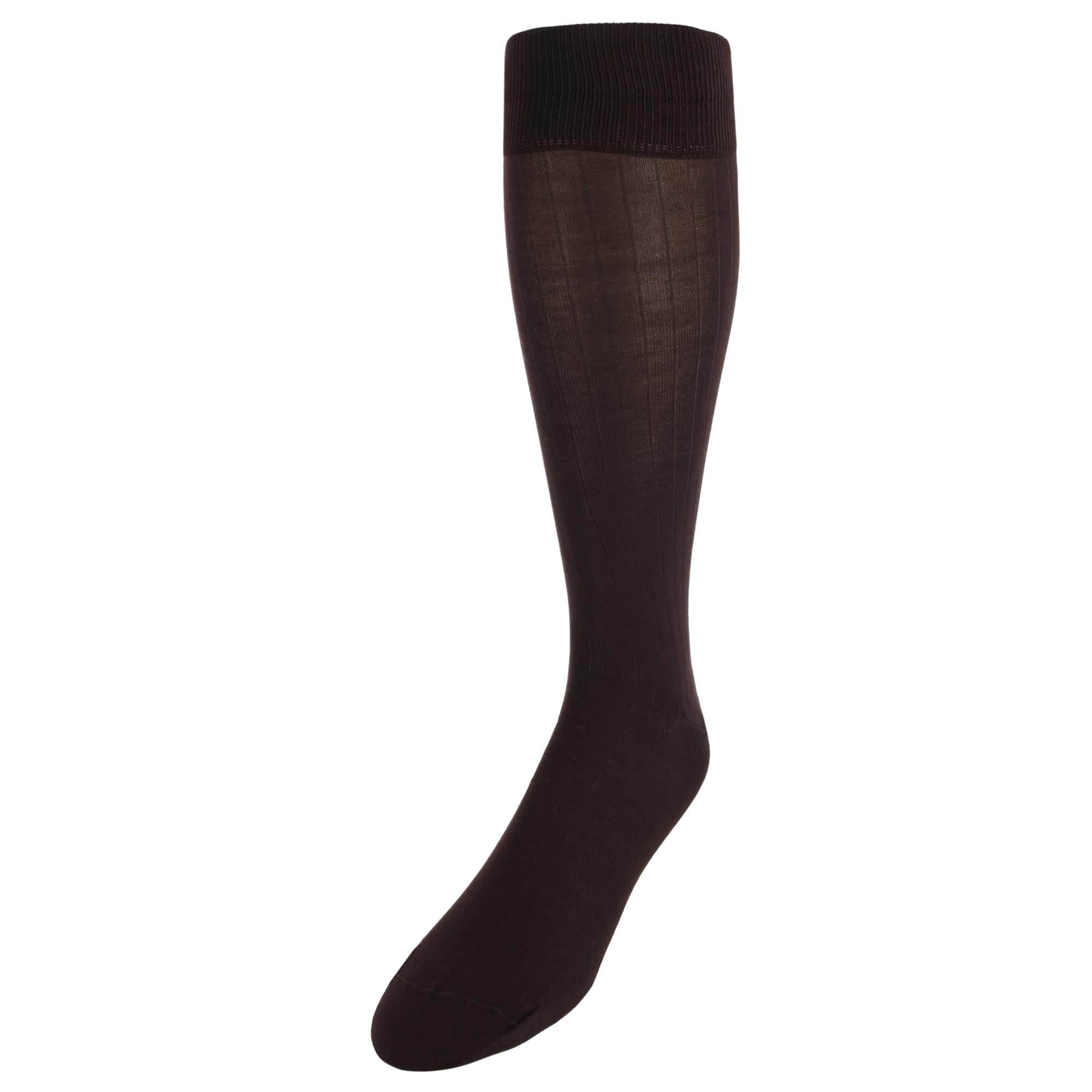 Jasper Ribbed Over The Calf Solid Color Mercerized Cotton Socks - Image 3