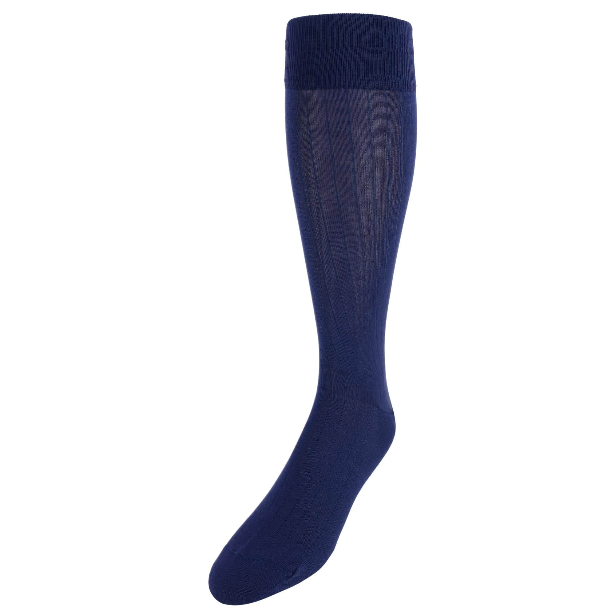 Jasper Ribbed Over The Calf Solid Color Mercerized Cotton Socks - Image 4