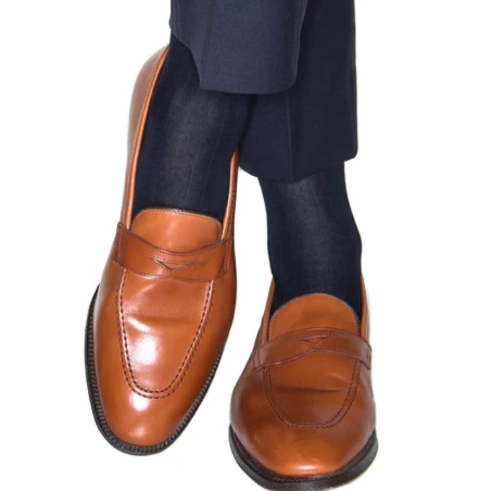 Jasper Ribbed Over The Calf Solid Color Mercerized Cotton Socks - Image 6