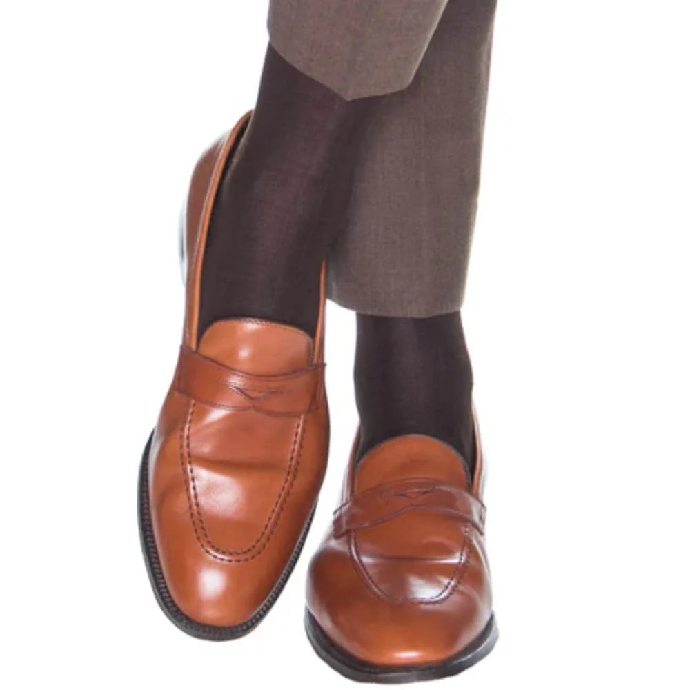Jasper Ribbed Over The Calf Solid Color Mercerized Cotton Socks - Image 7