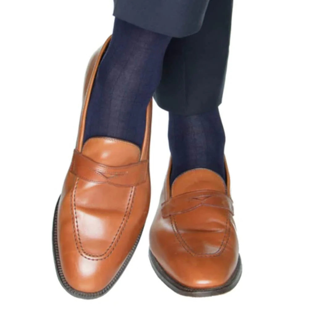 Jasper Ribbed Over The Calf Solid Color Mercerized Cotton Socks - Image 8