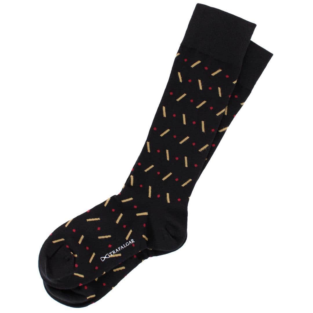 Jevin Dot and Dash Mid-Calf Combed Cotton Dress Socks (1 Pair) - Image 3