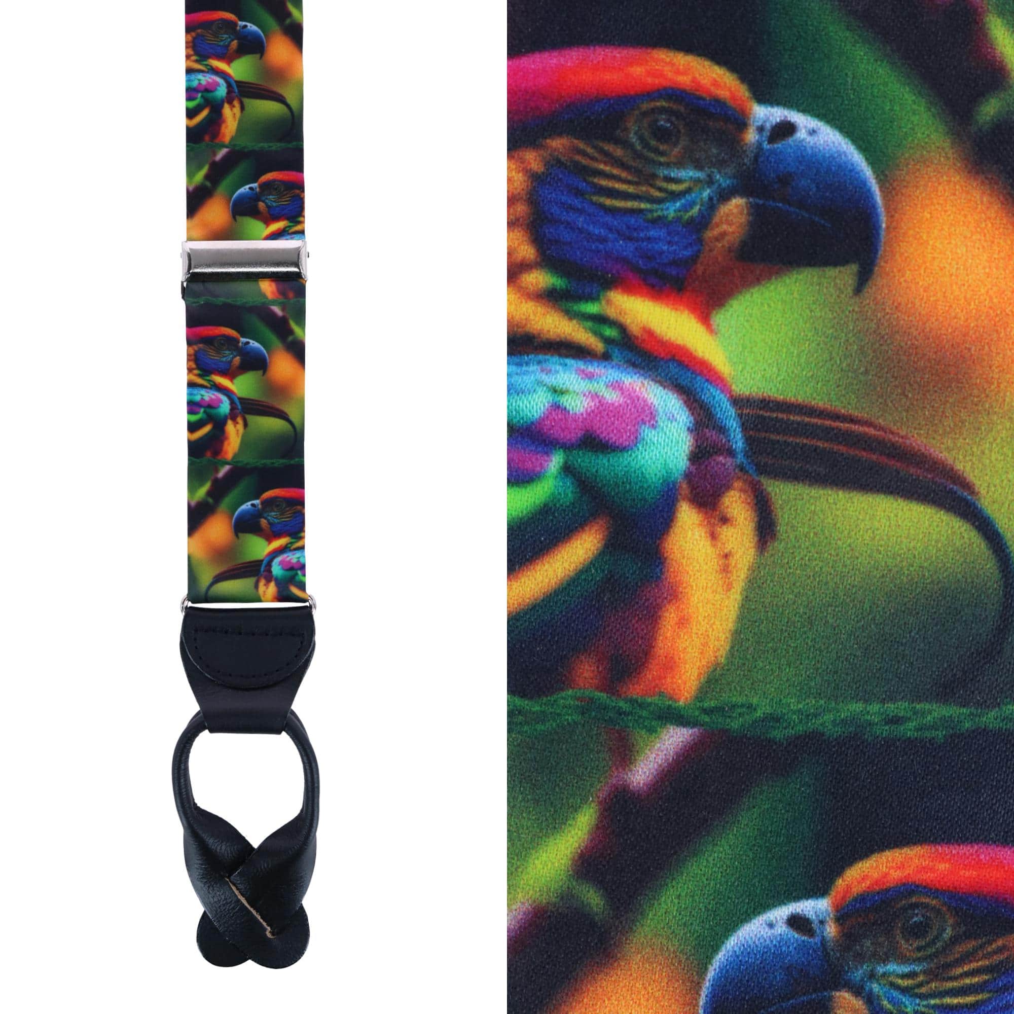 Jungle Parrot Silk Button End Braces - Image 2