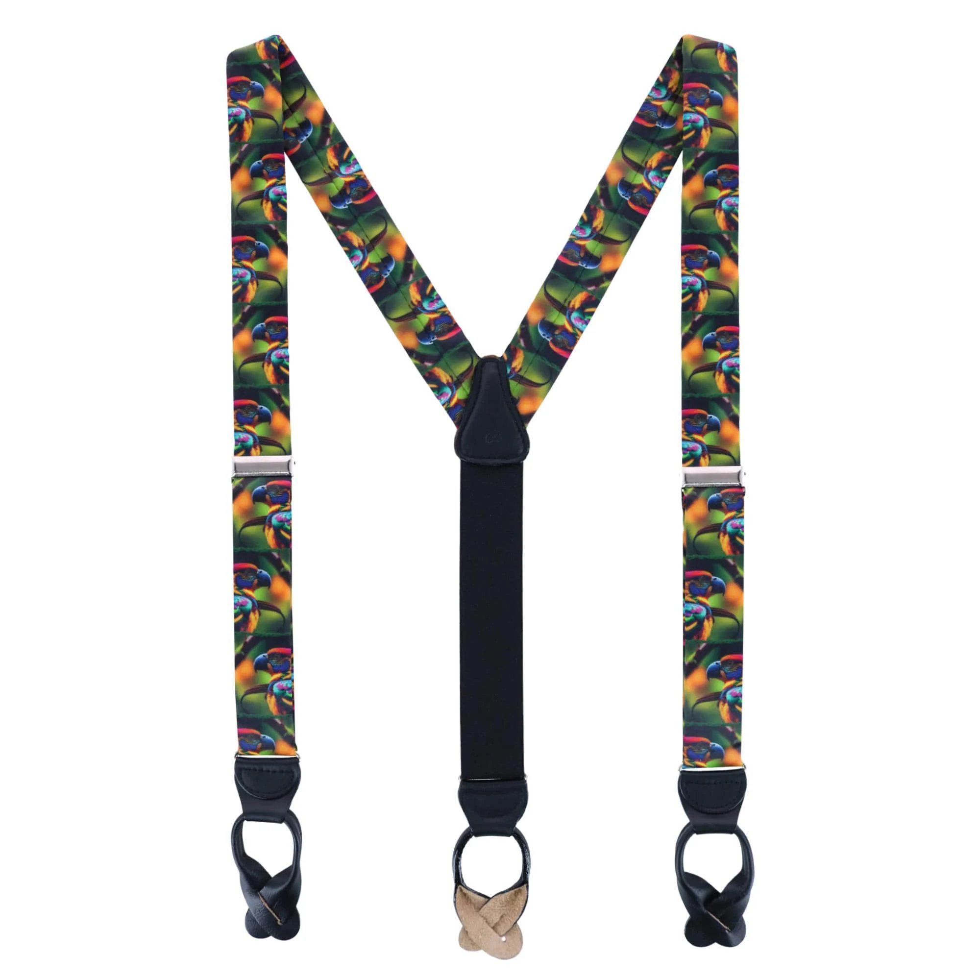 Jungle Parrot Silk Button End Braces - Image 3