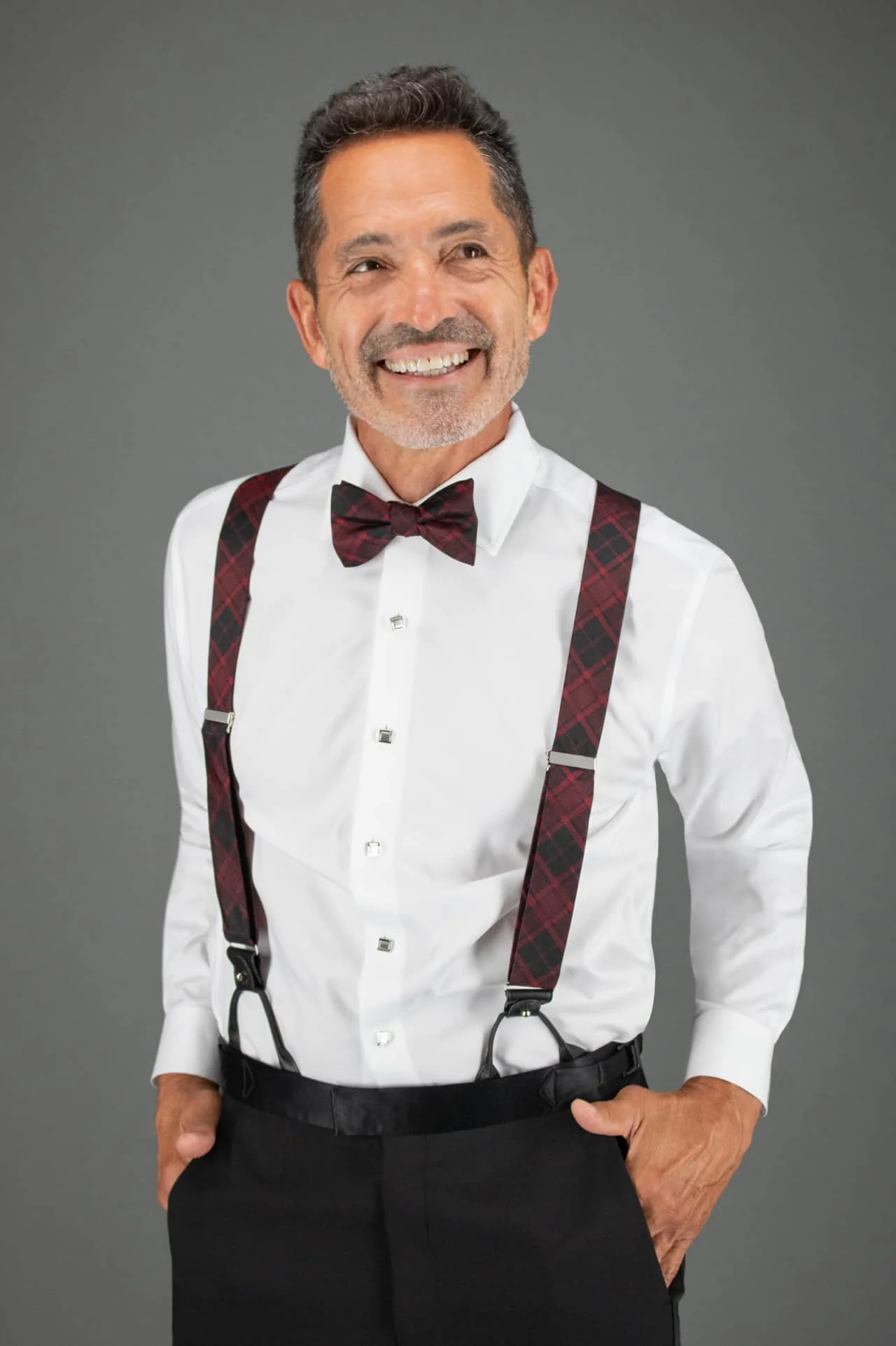 Kincade Red Blackwatch Plaid Silk Button End Braces - Image 5
