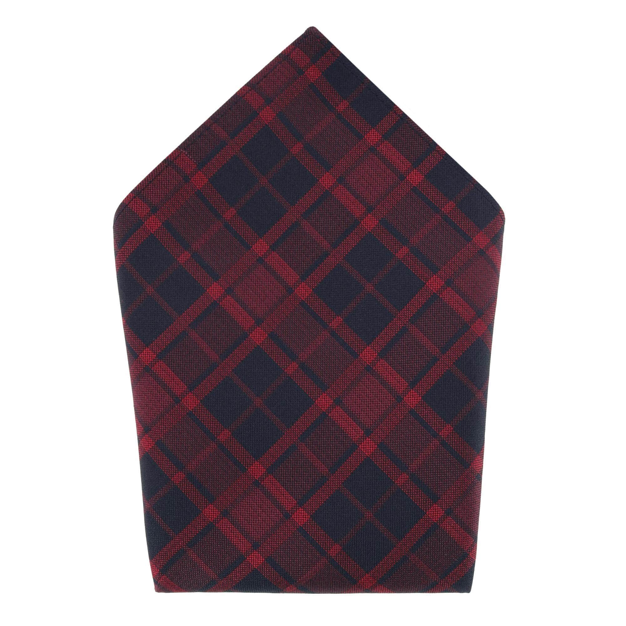Kincade Red Blackwatch Plaid Silk Pocket Square - Image 2
