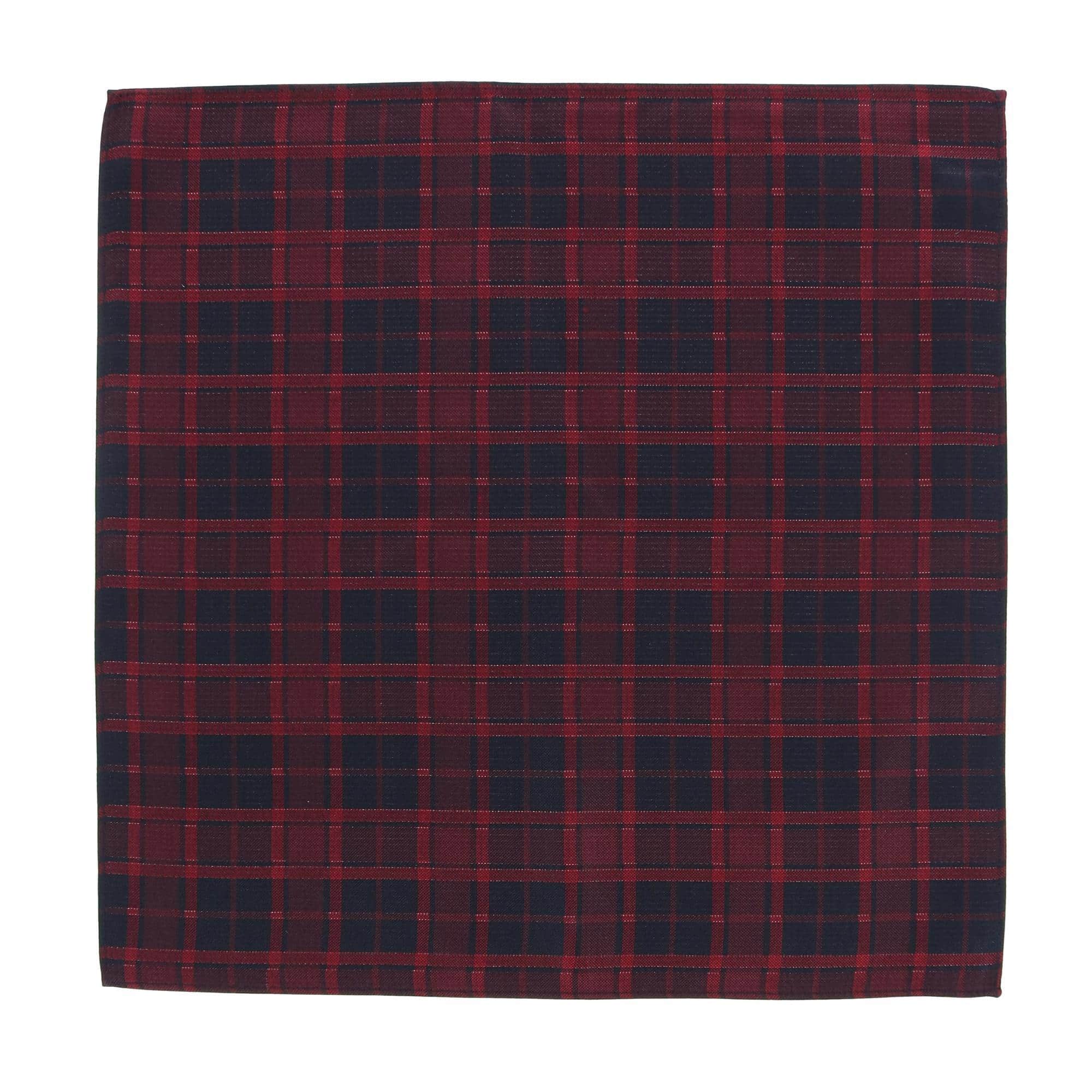 Kincade Red Blackwatch Plaid Silk Pocket Square - Image 3