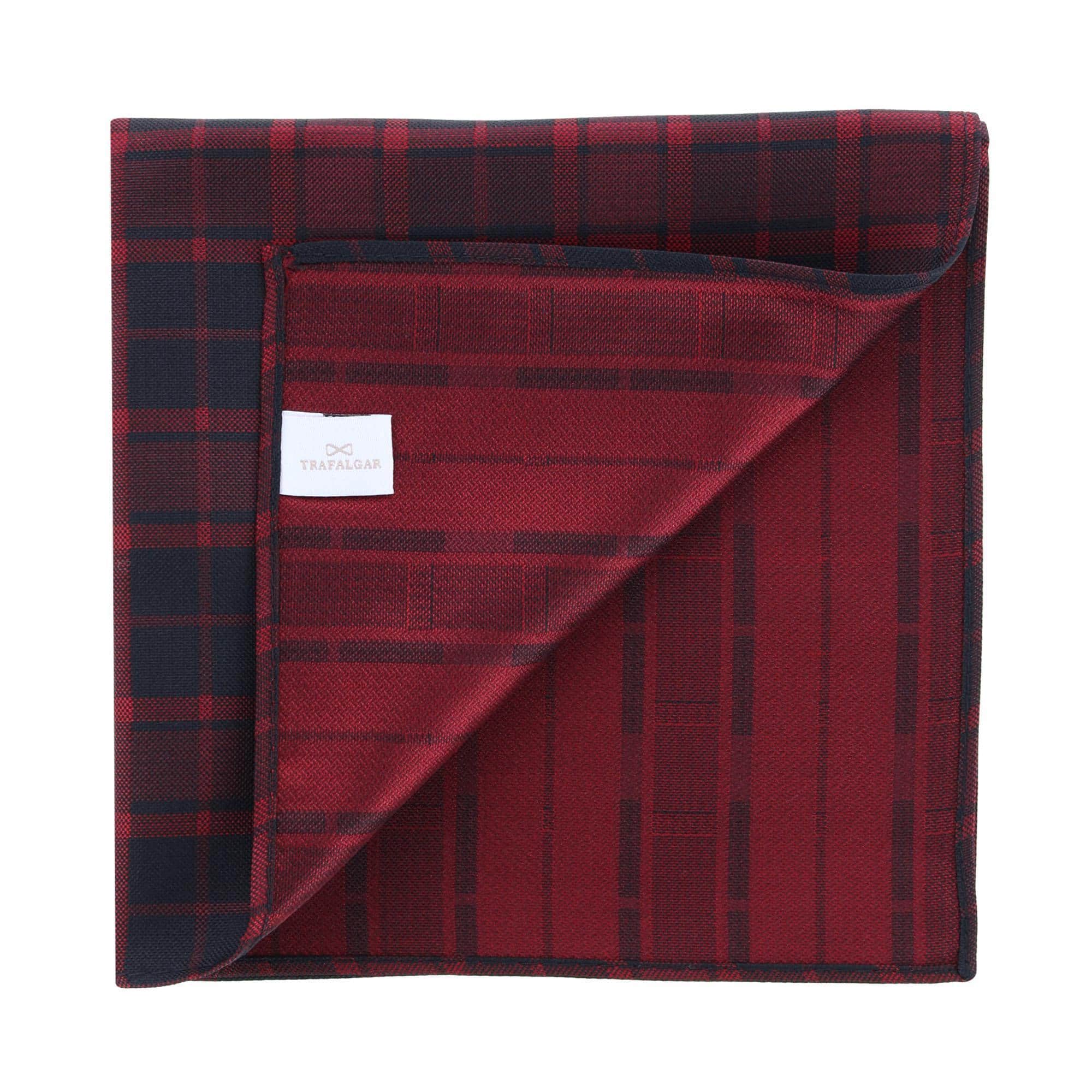 Kincade Red Blackwatch Plaid Silk Pocket Square - Image 4