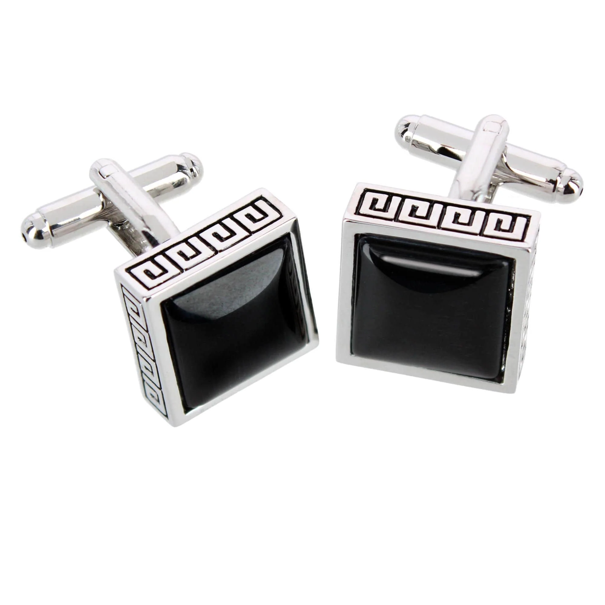 Langford Square Opal Stone Filigree Edged Cufflinks (1 Pair) - Image 3