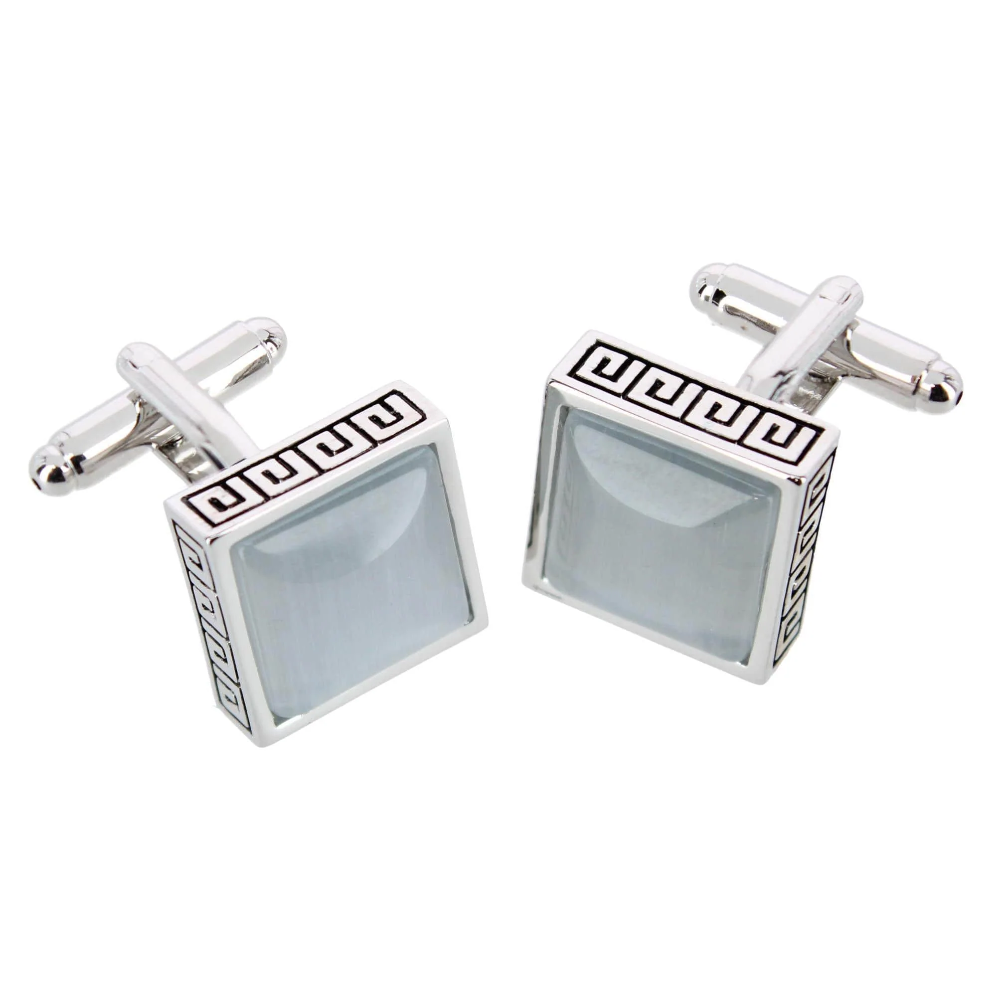 Langford Square Opal Stone Filigree Edged Cufflinks (1 Pair) - Image 4