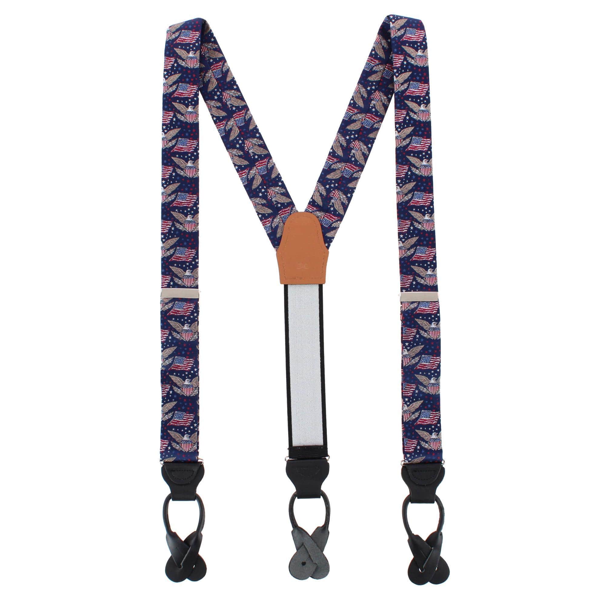 Legacy Soars Patriotic Bald Eagle Silk Novelty Button End Braces - Image 3