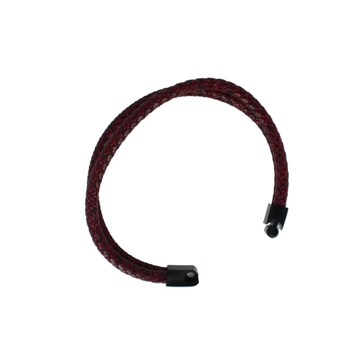 Loose Fit Caleb's Crimson Braided Leather Secure Clasp Bracelet - Image 4