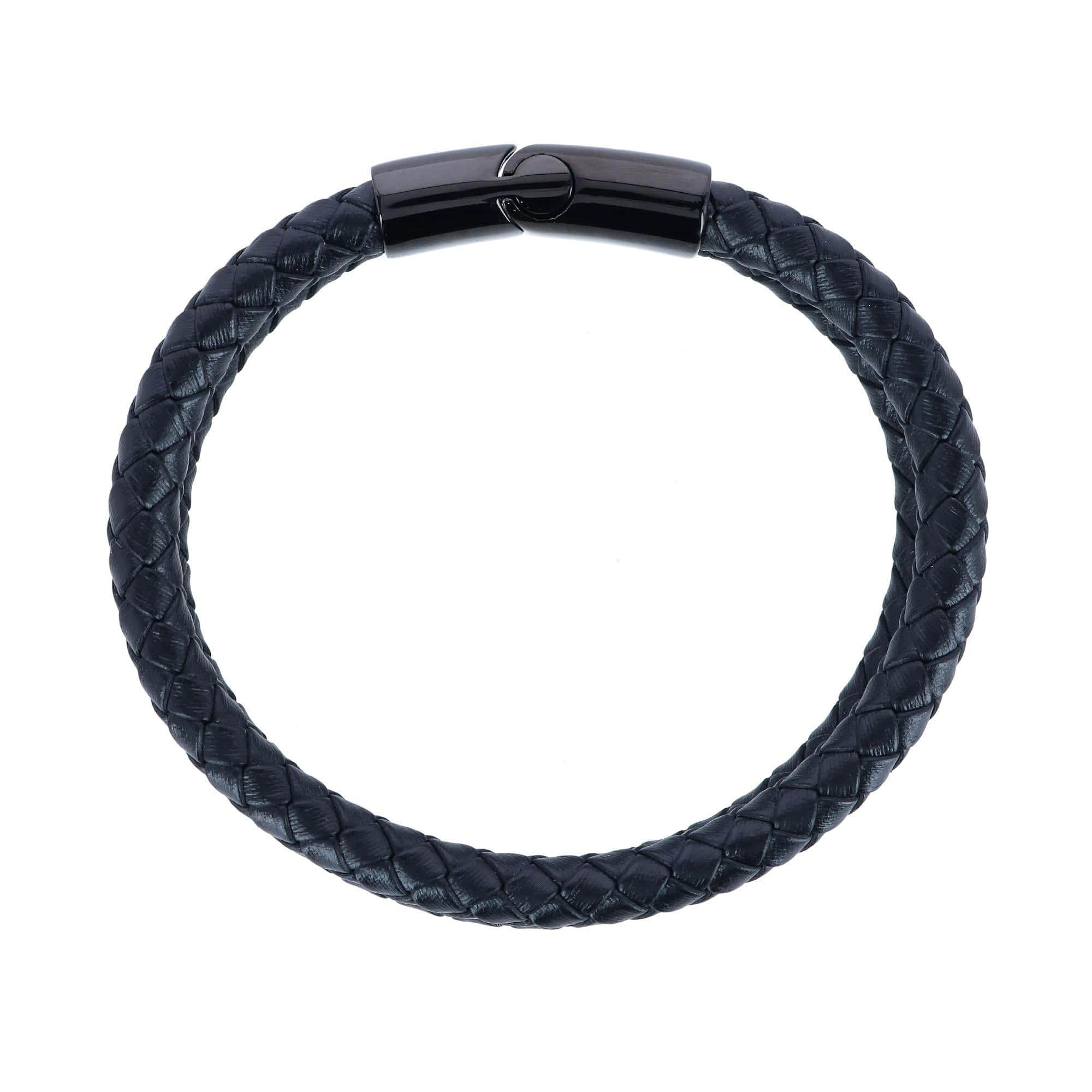 Loose Fit Simple 2 Band Braided Secure Clasp Leather Bracelet - Image 4