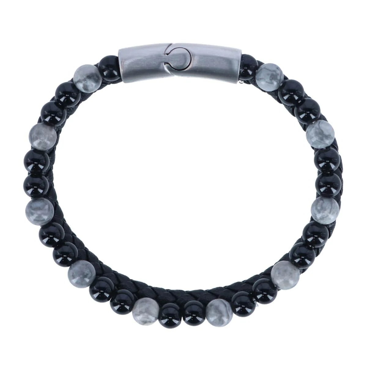 Loose Fit Thurgood Beaded and Braided Leather Secure Clasp Bracelet - Image 3