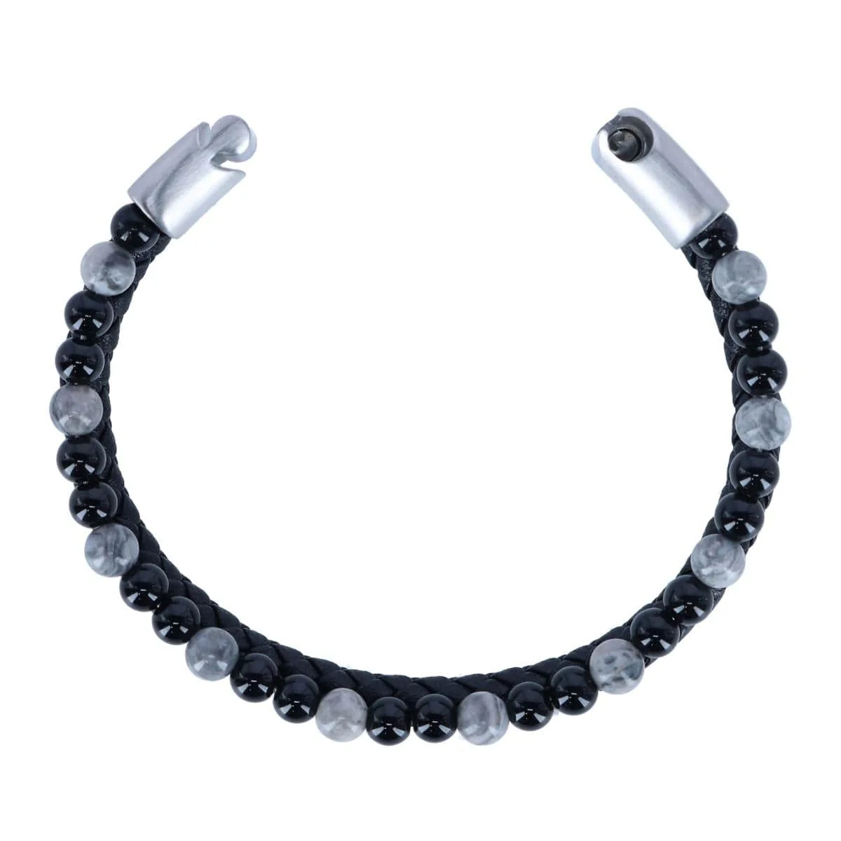 Loose Fit Thurgood Beaded and Braided Leather Secure Clasp Bracelet - Image 4