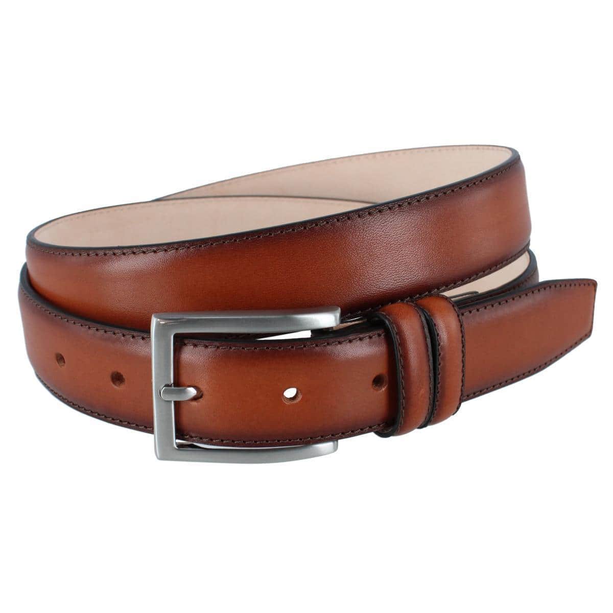 Malik Burnished Feather Edged 32mm Leather Belt - Image 2